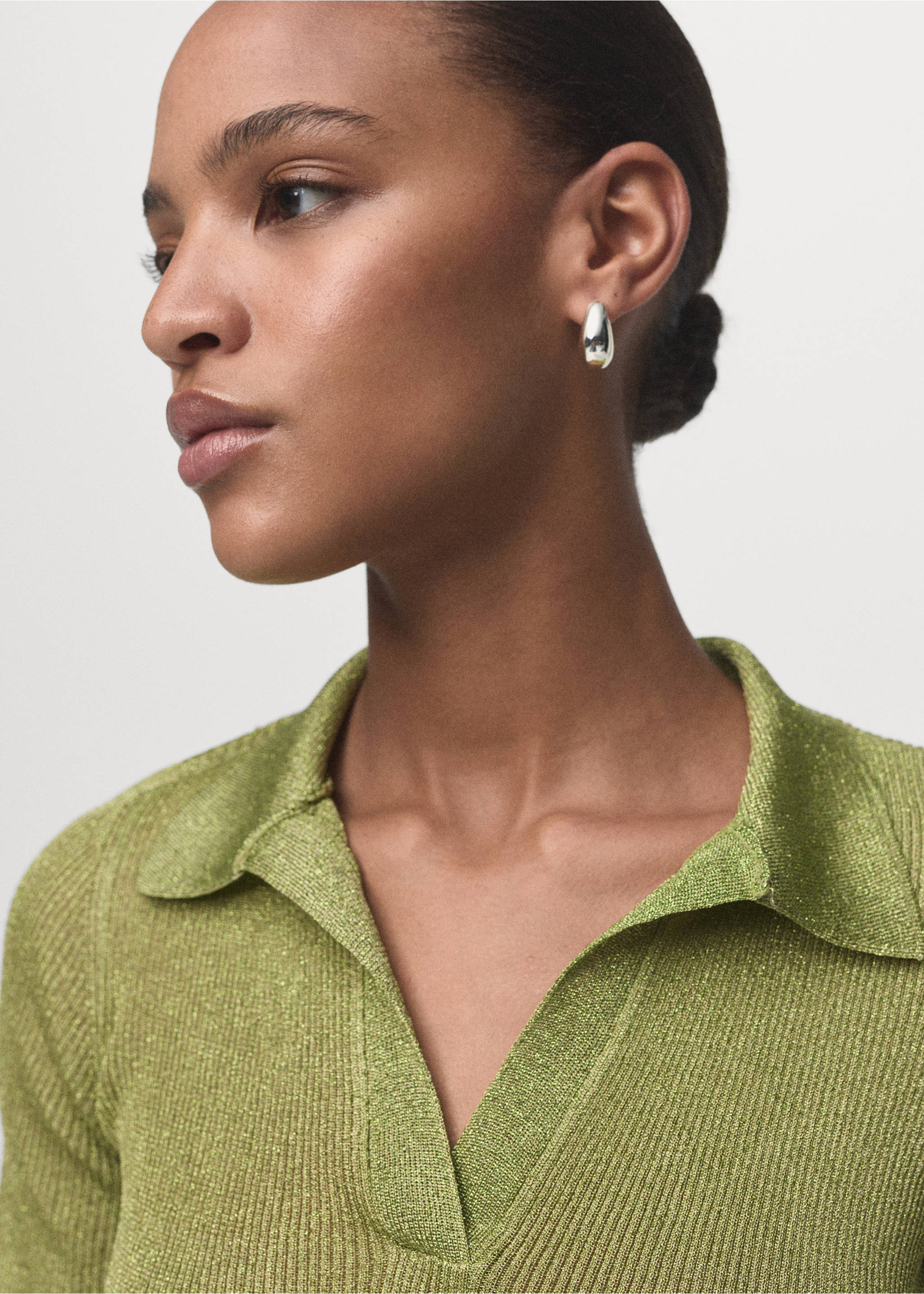 Pull-over Lurex col polo - Détail de l'article 1, Vert pastel. Ref: 17014145-00.