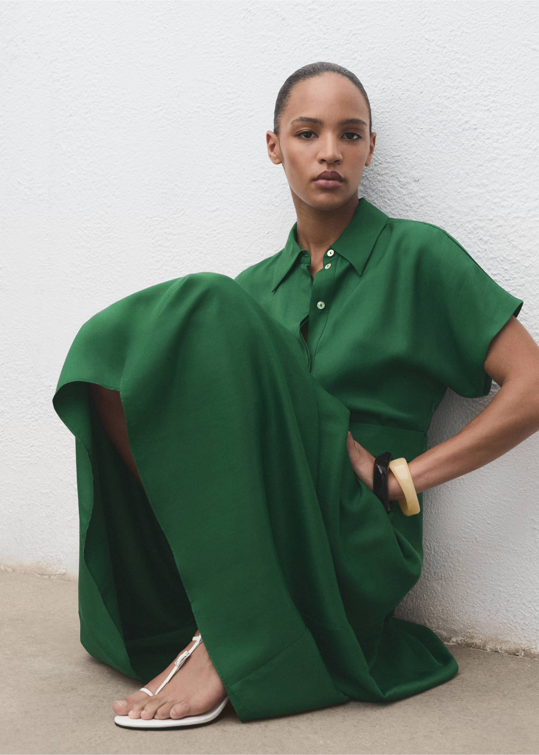 Robe chemise Lyocell - Détail de l'article 2, Vert. Ref: 17014147-00.