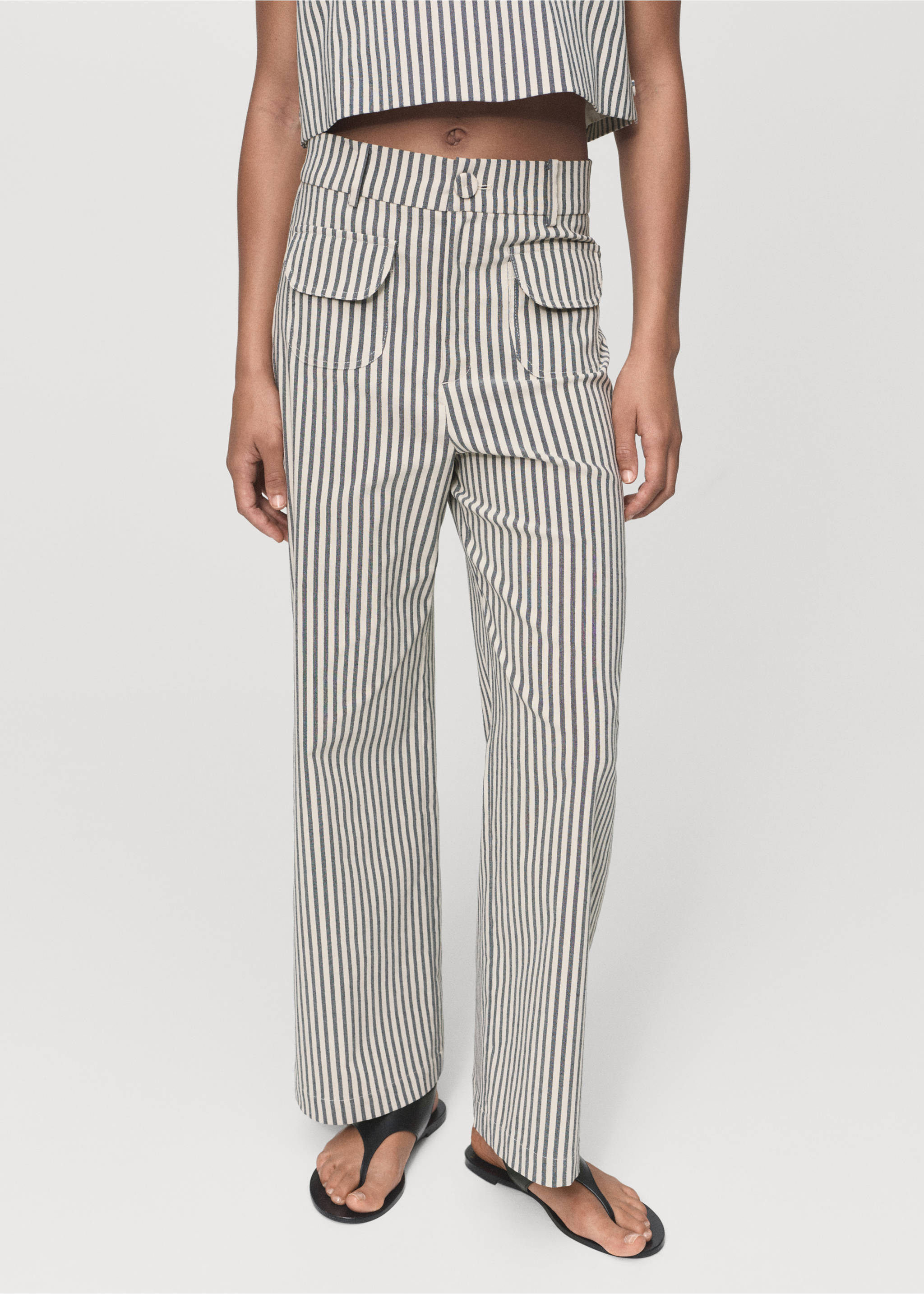 Striped trousers with pockets - Medium plane, Ecru. Ref: 17014152-00.