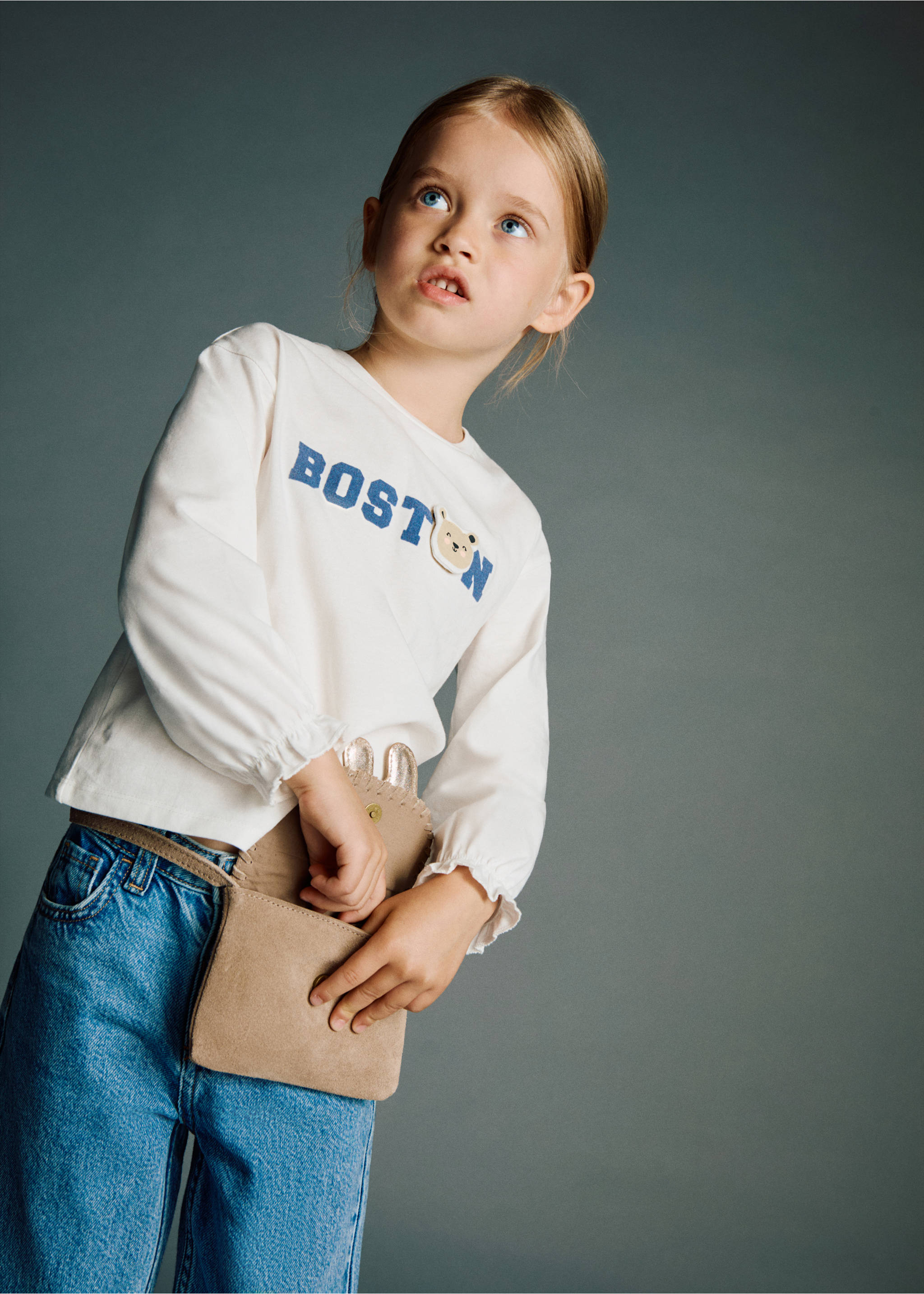 T-shirt coton broderie enfant - Plan général, Blanc cassé. Ref: 17014425-00.