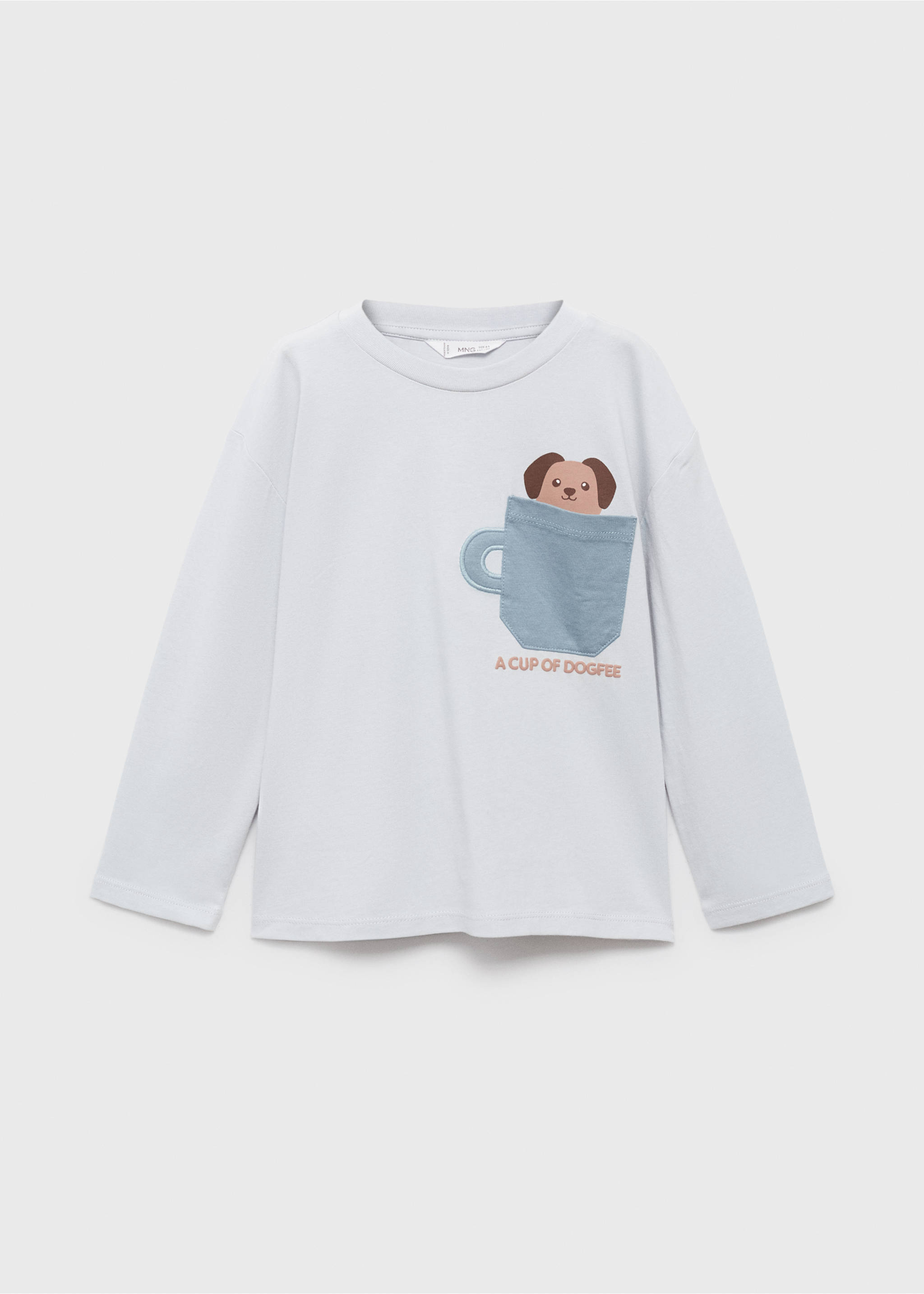 Bedrucktes T-Shirt mit Tasche - Artikel ohne Model, Himmelblau. Ref: 17014431-00.