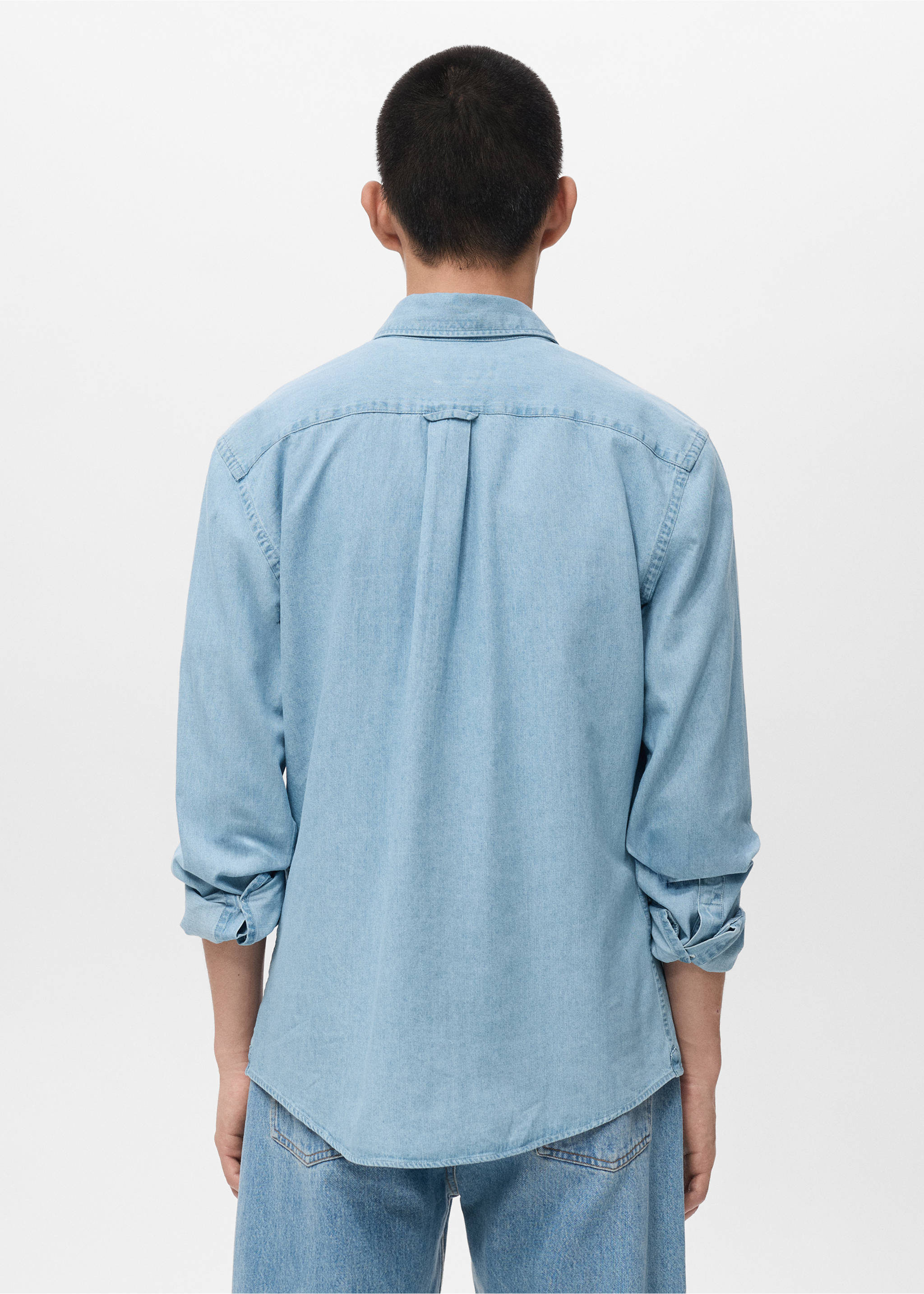 Regular fit denim shirt - Reverse of the article, Light Blue. Ref: 17014437-00.