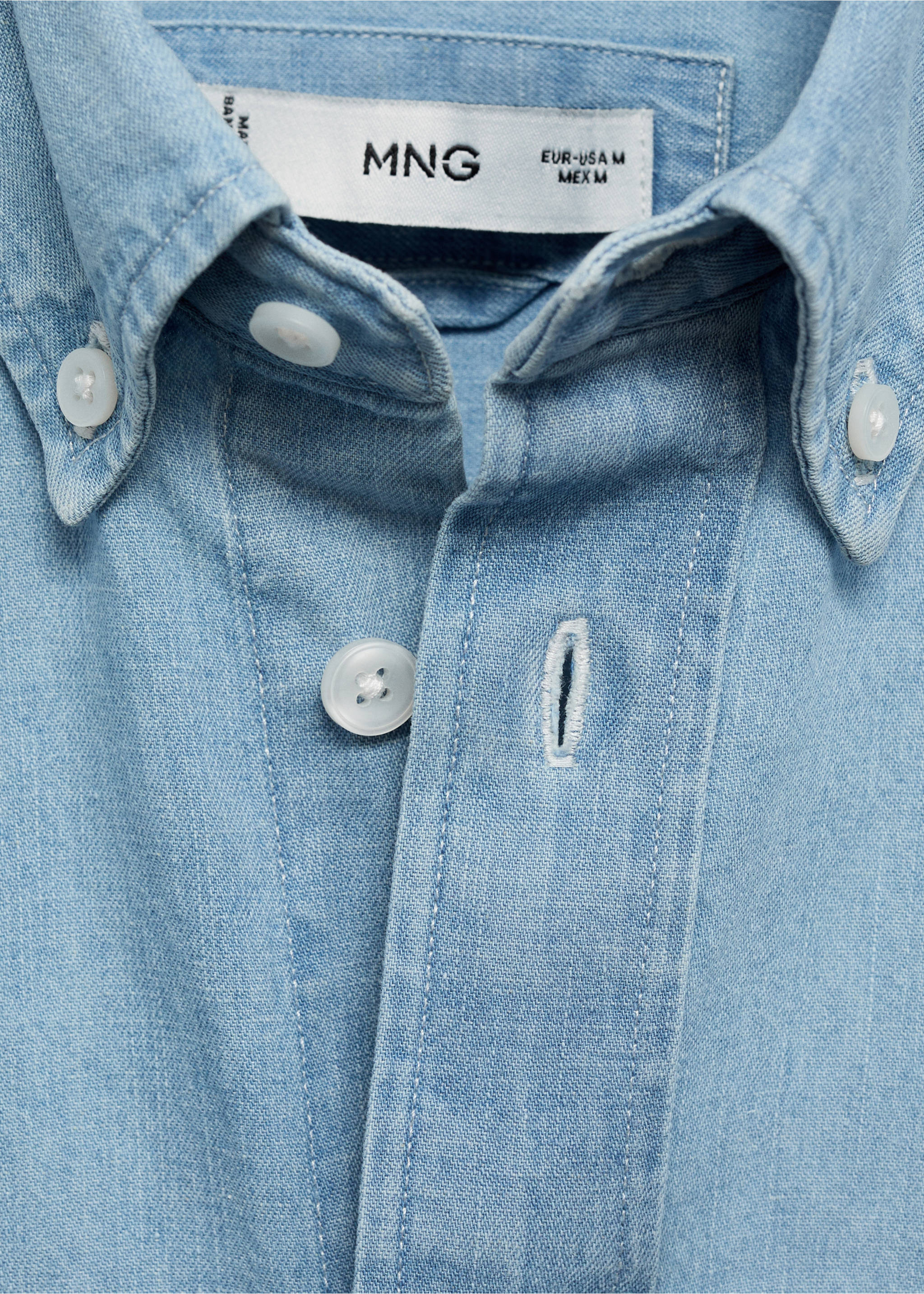 Regular fit denim shirt - Details of the article 8, Light Blue. Ref: 17014437-00.