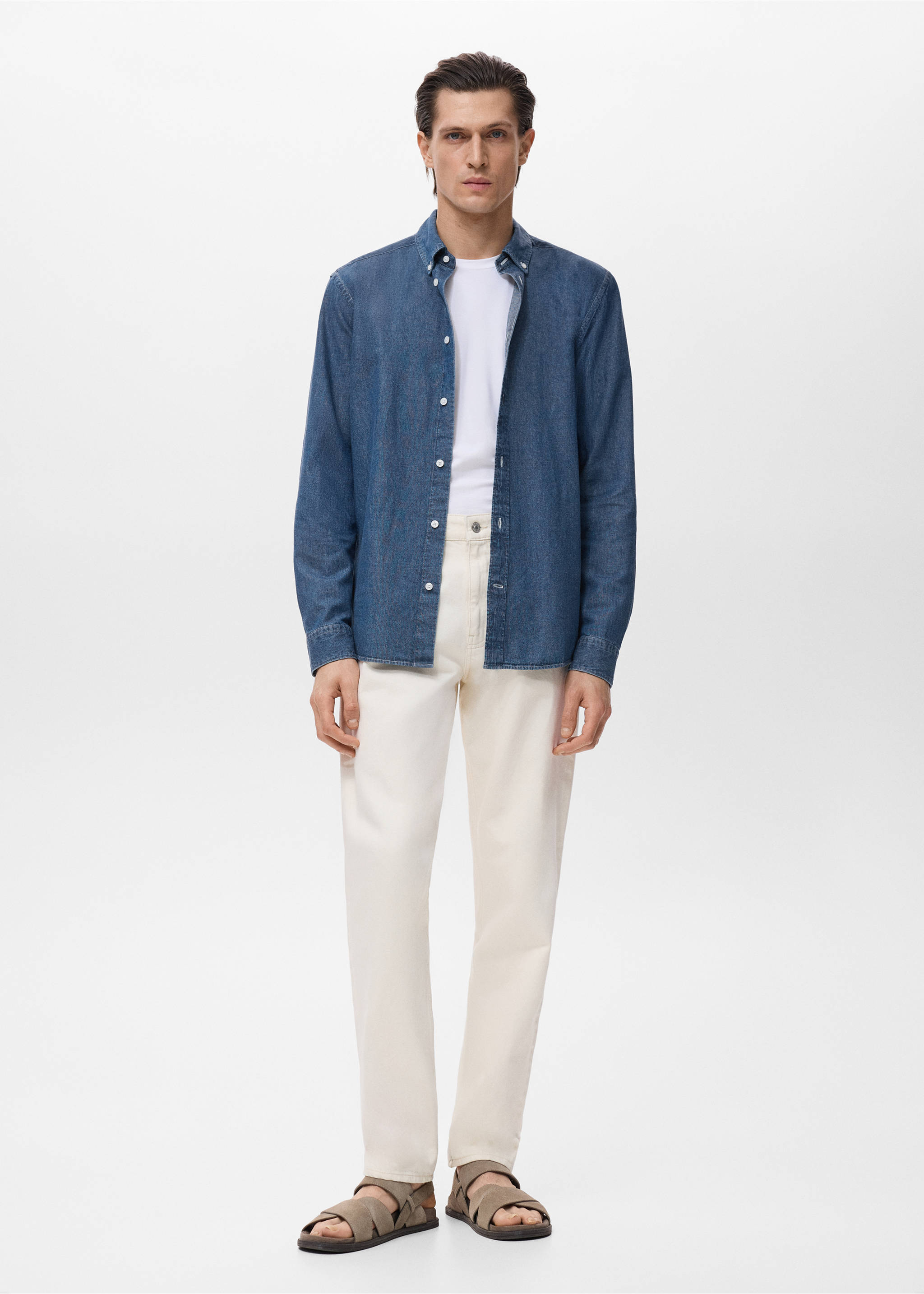 Regular fit denim shirt - General plane, Medium Blue. Ref: 17014437-00.