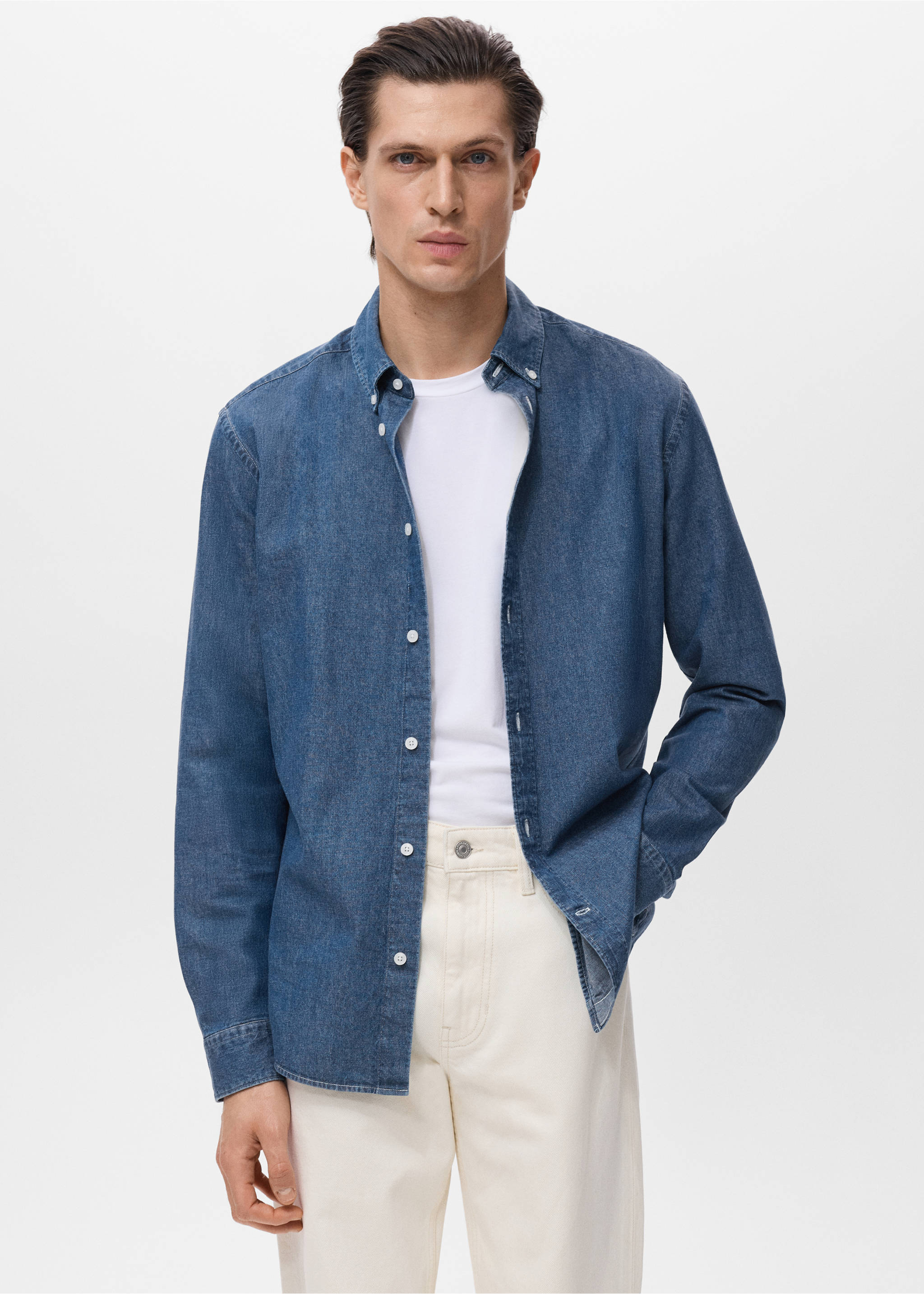 Regular fit denim shirt - Medium plane, Medium Blue. Ref: 17014437-00.