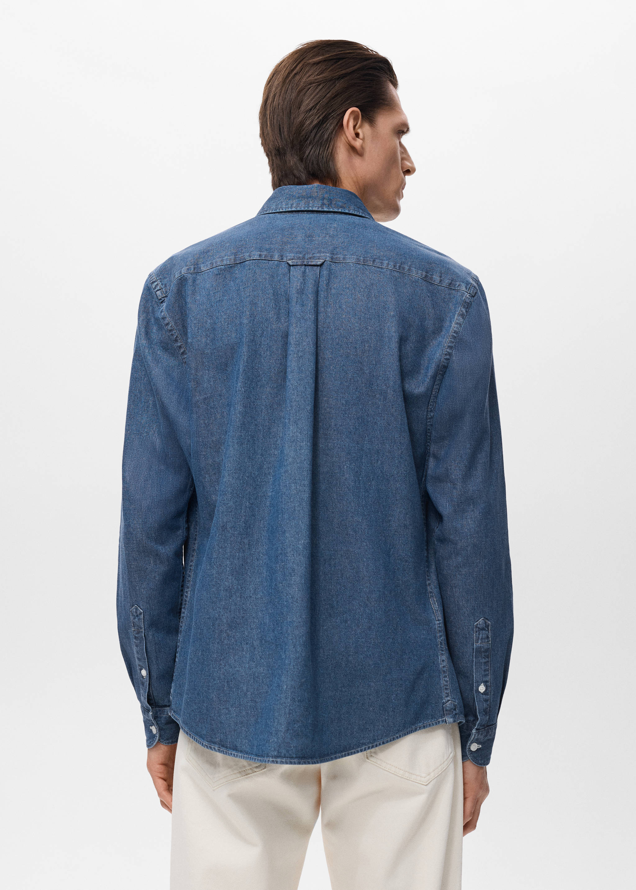 Regular fit denim shirt - Reverse of the article, Medium Blue. Ref: 17014437-00.