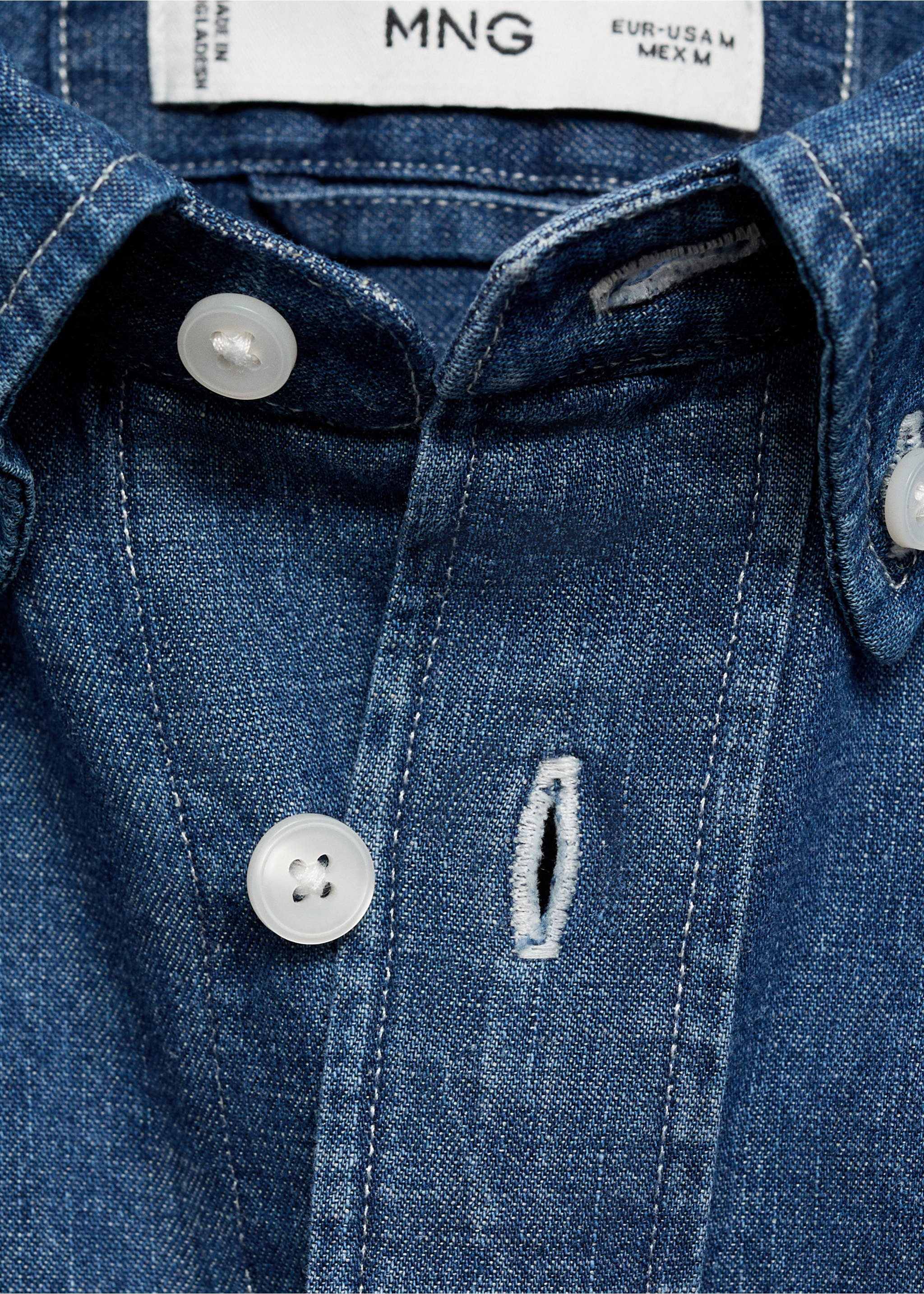Regular fit denim shirt - Details of the article 8, Medium Blue. Ref: 17014437-00.