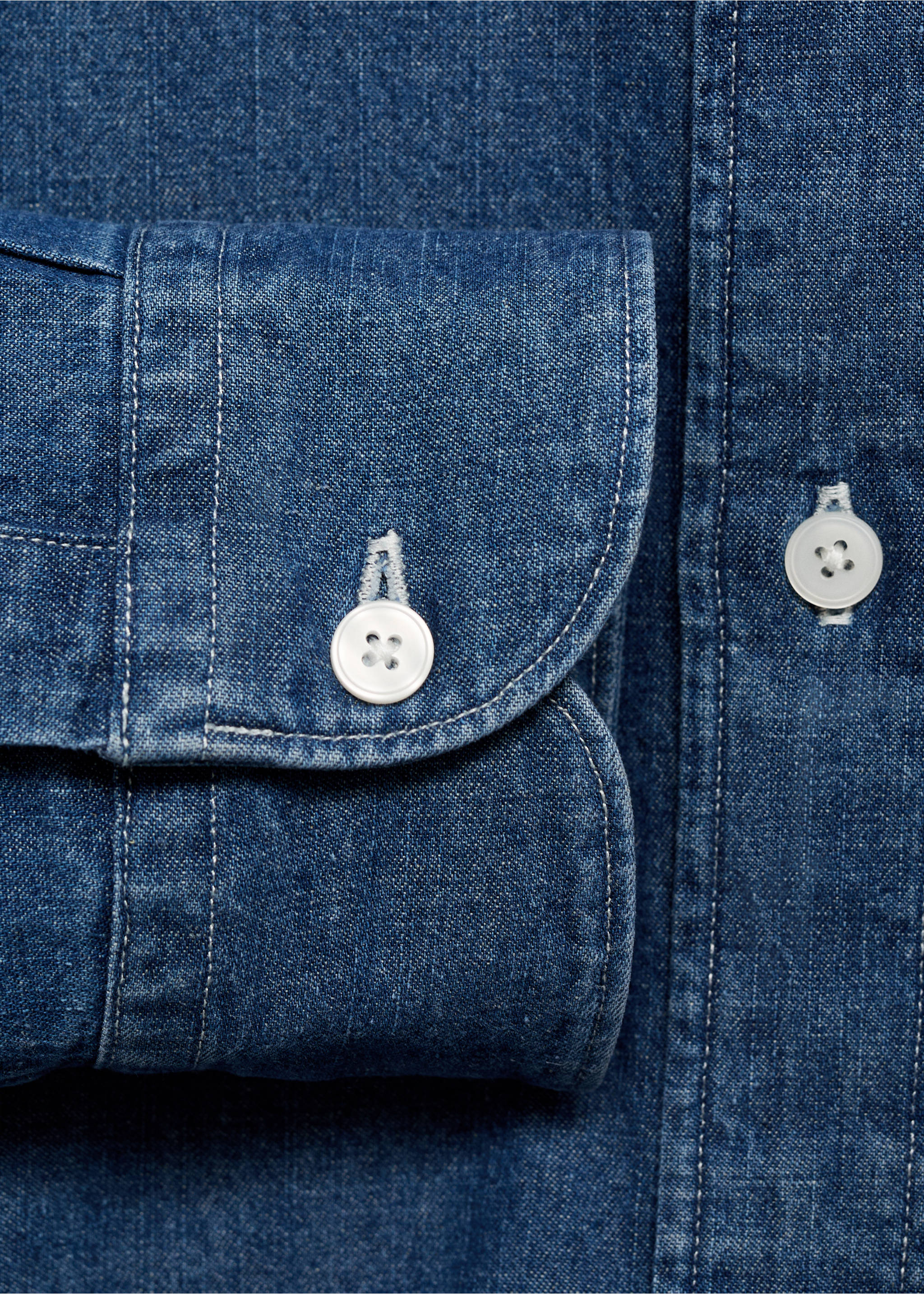 Regular fit denim shirt - Details of the article 0, Medium Blue. Ref: 17014437-00.