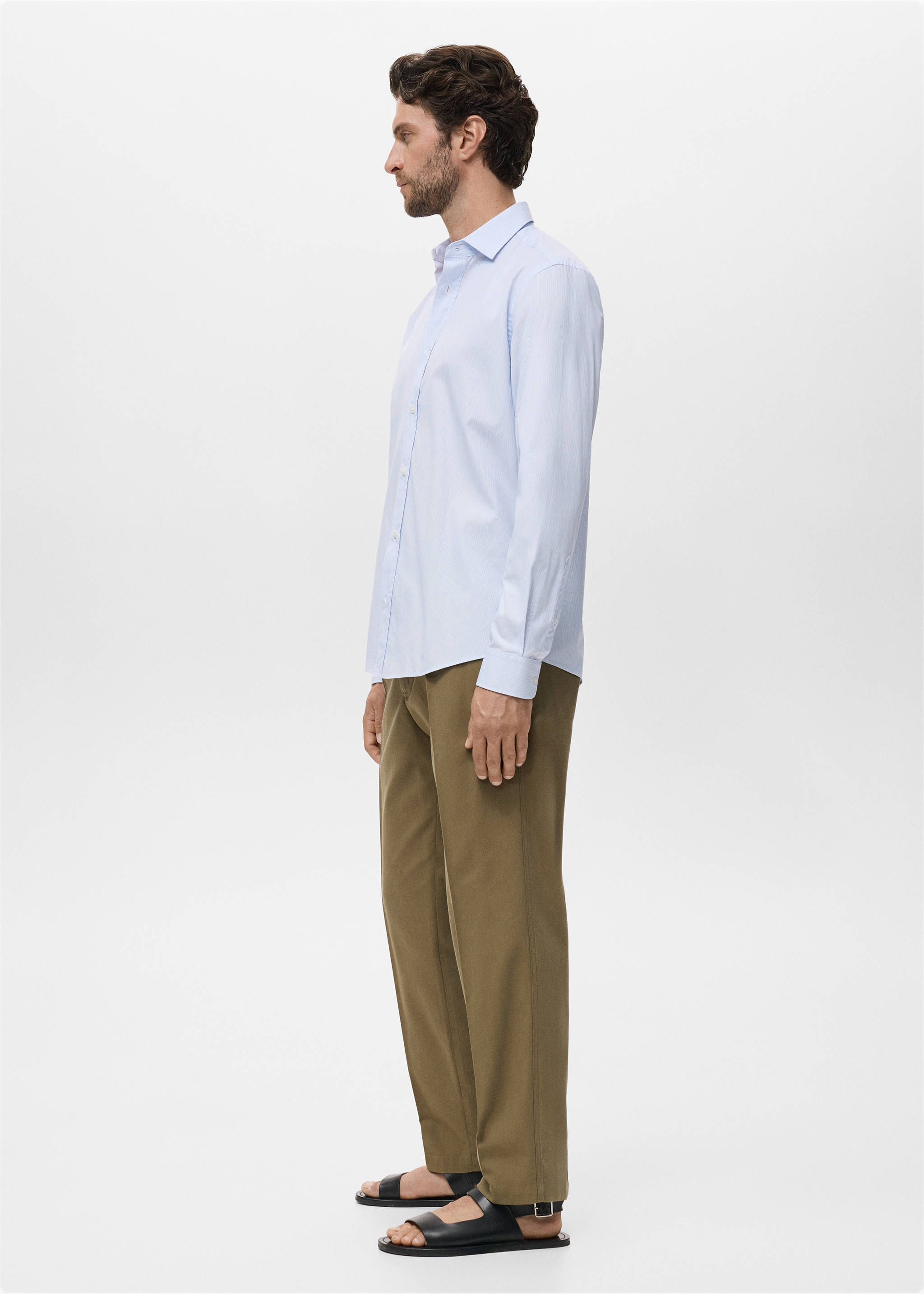 Chemise coton rayures regular-fit - Détail de l'article 2, Blanc. Ref: 17014438-00.