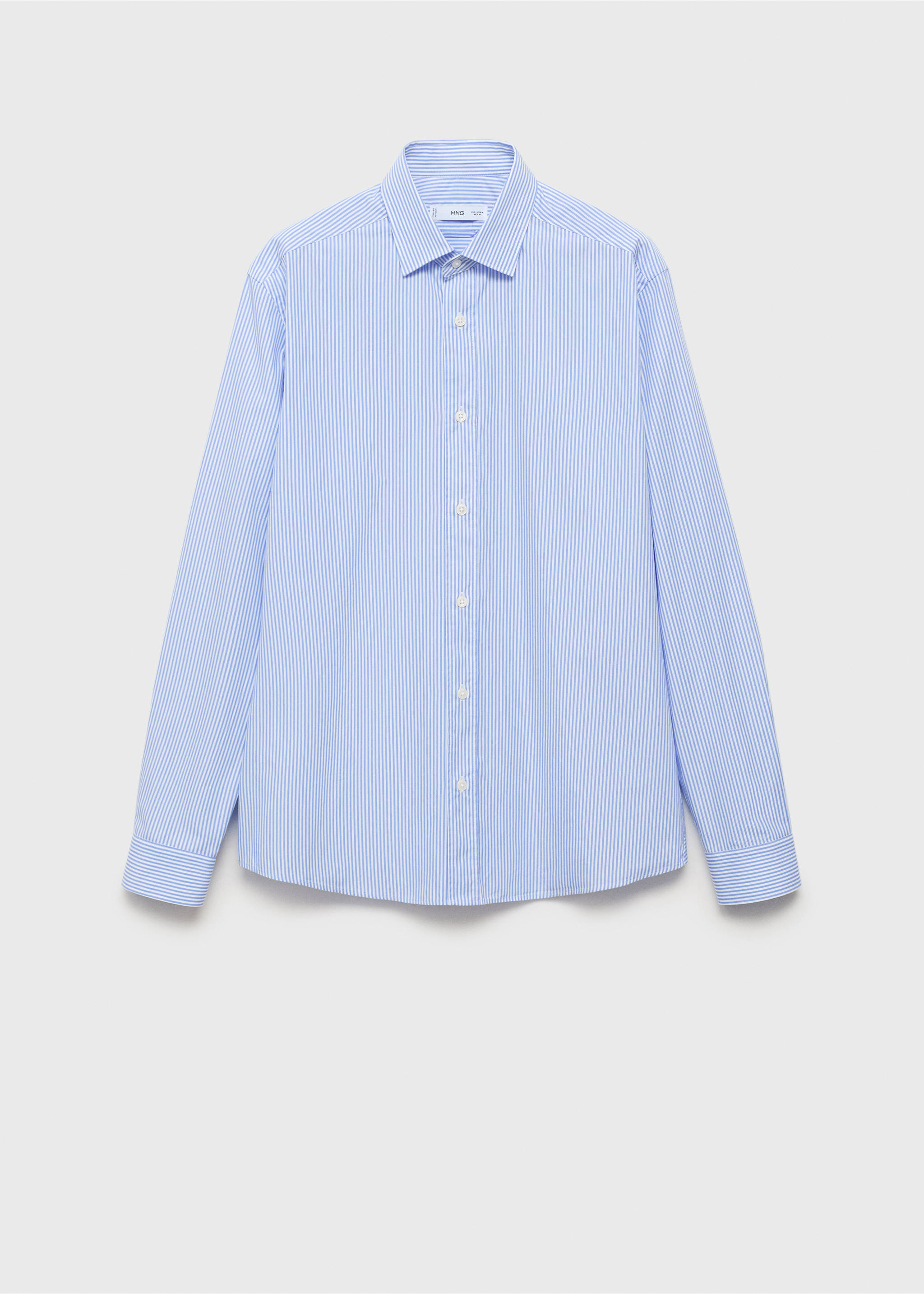 Regular fit striped cotton shirt - Article without model, Sky Blue. Ref: 17014438-00.