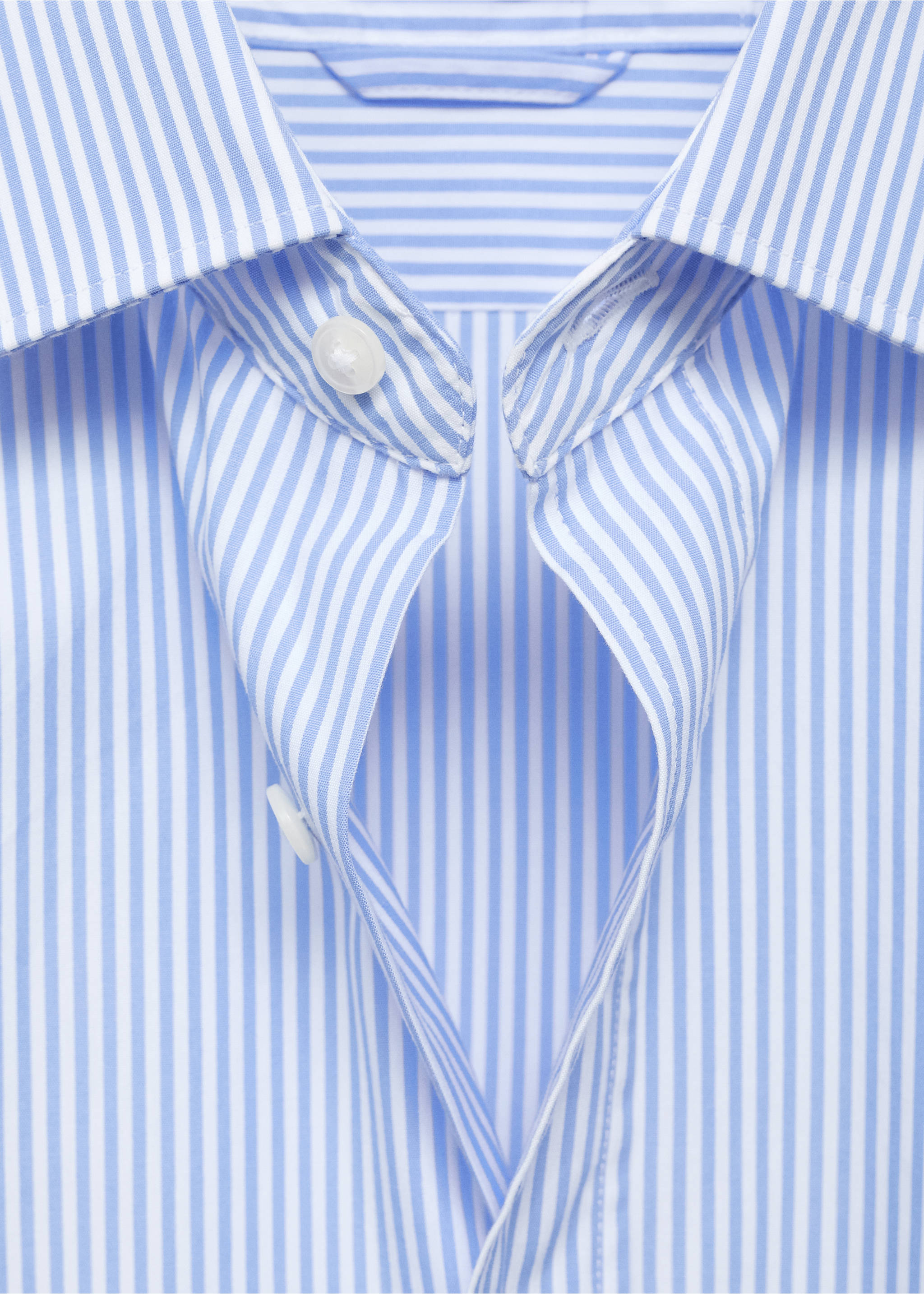 Regular fit striped cotton shirt - Details of the article 8, Sky Blue. Ref: 17014438-00.