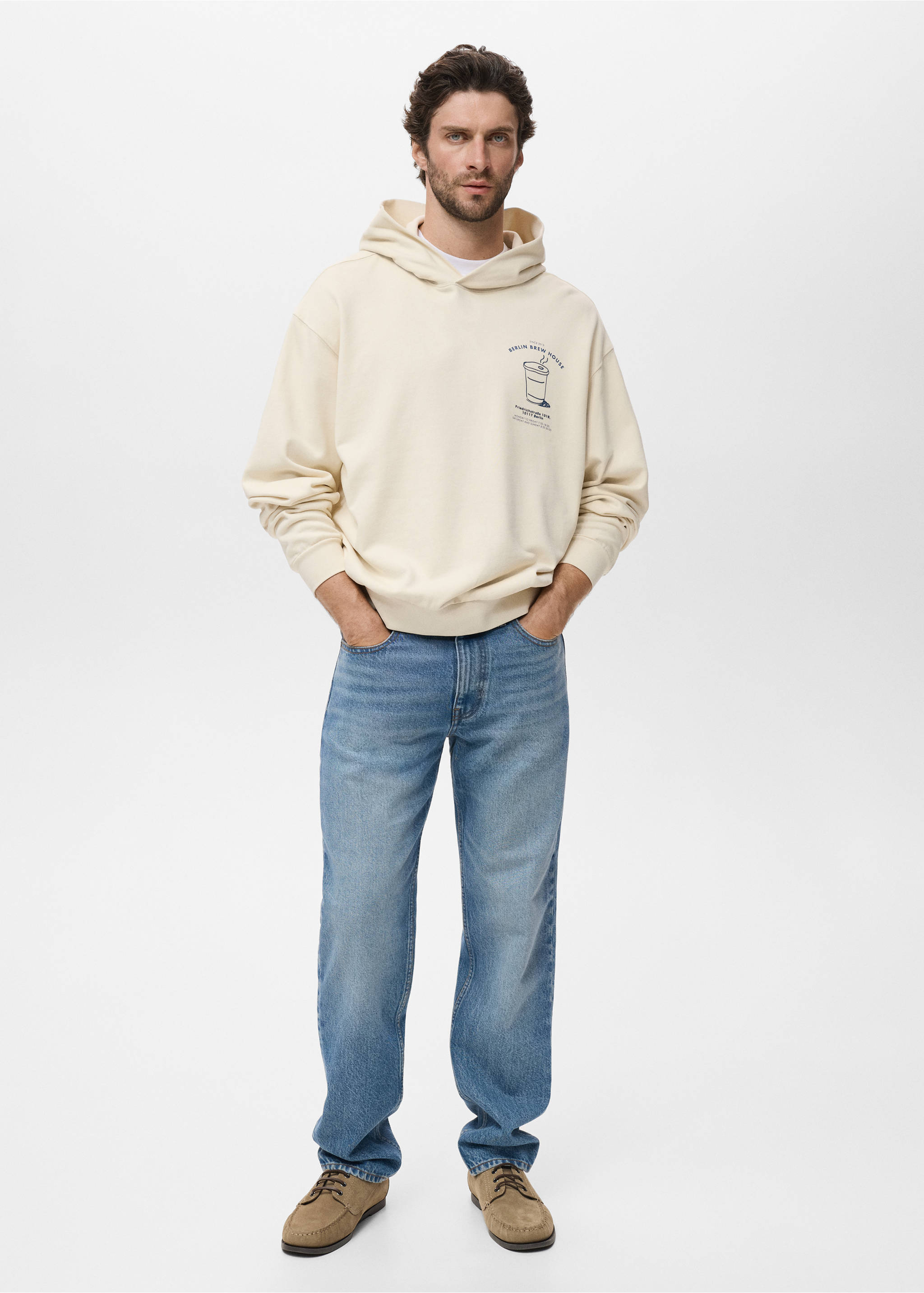 Graphic hooded sweatshirt - General plane, Ecru. Ref: 17014441-00.