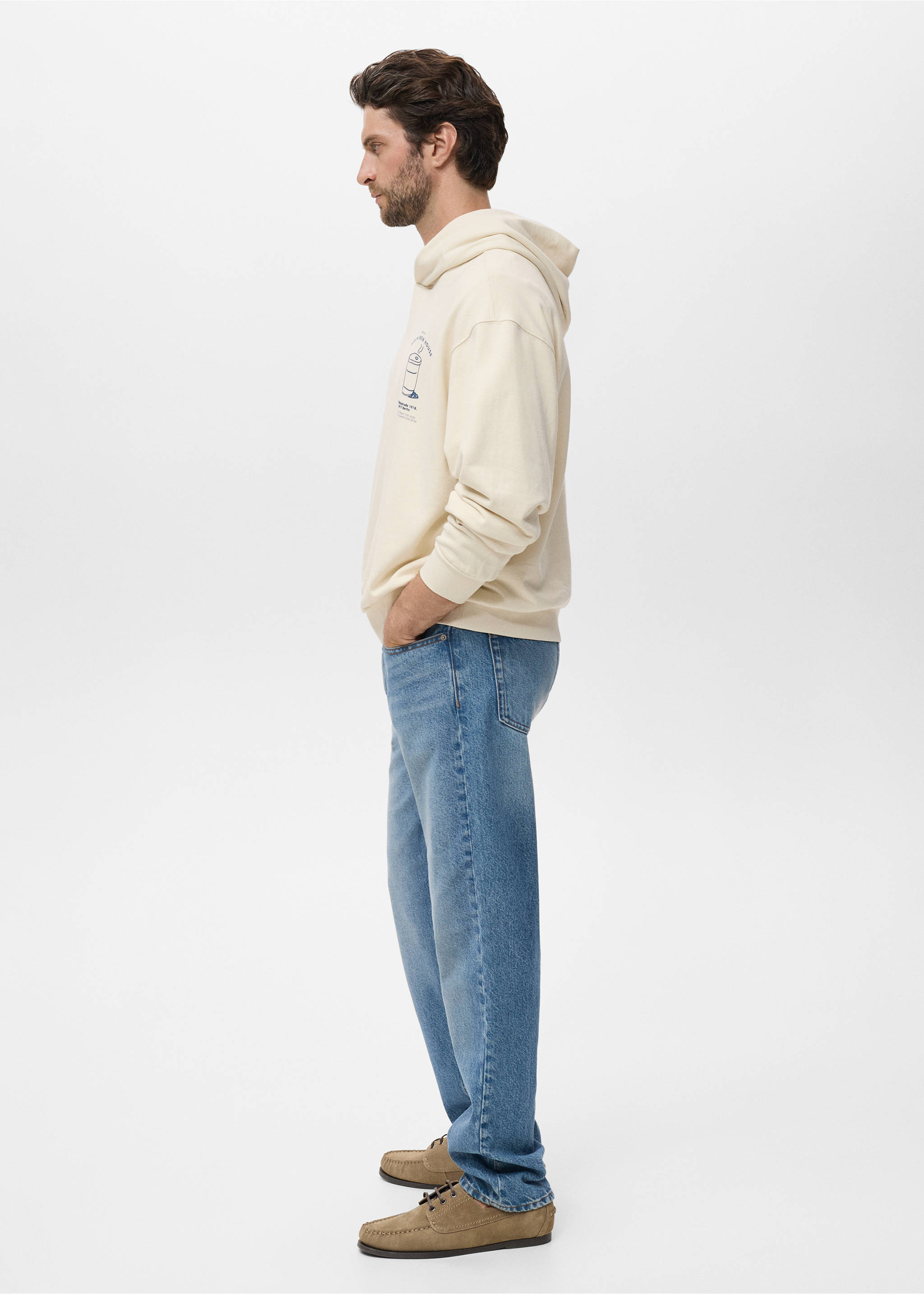 Graphic hooded sweatshirt - Details of the article 2, Ecru. Ref: 17014441-00.