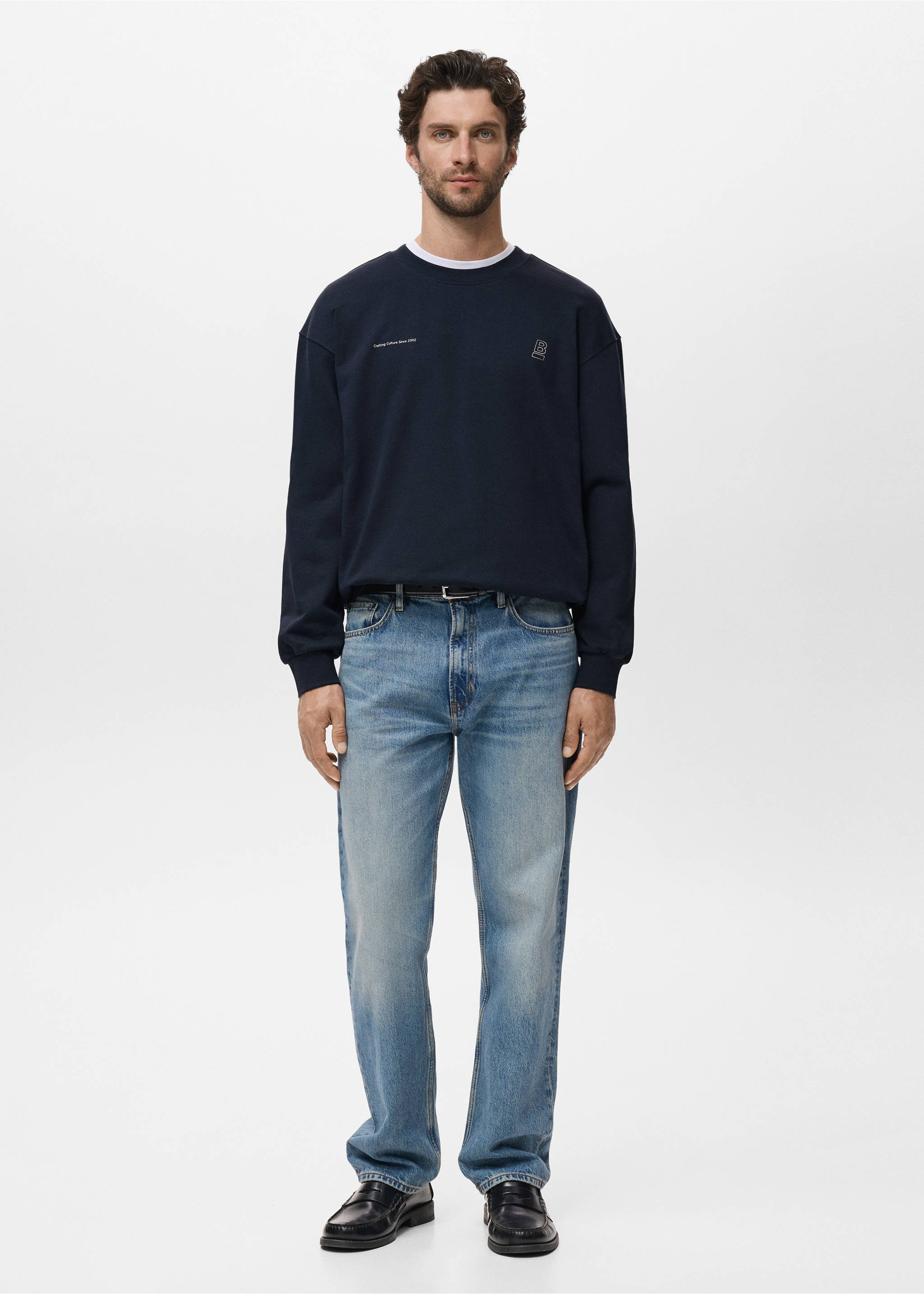 100% cotton sweatshirt text - General plane, Navy. Ref: 17014442-00.