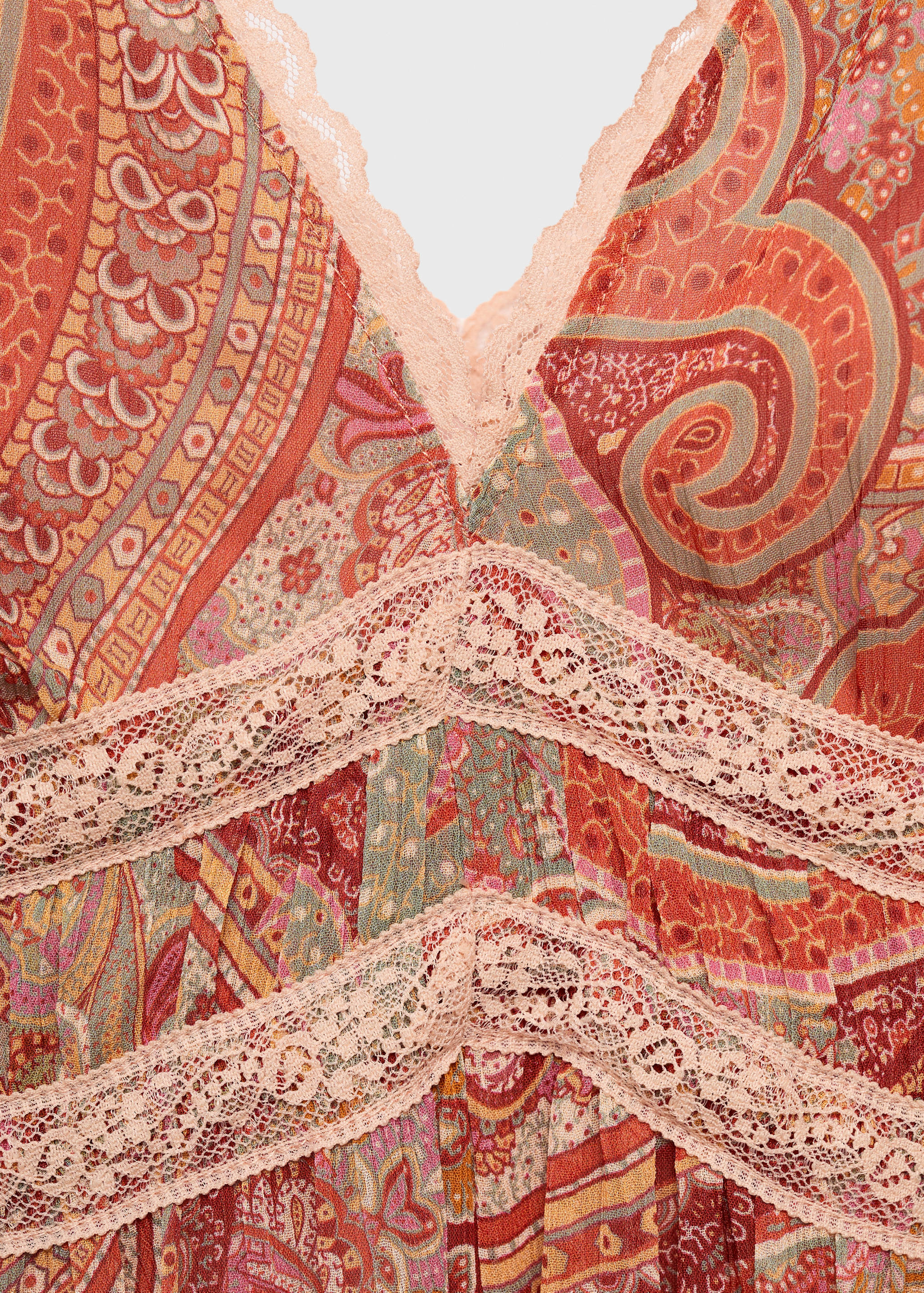 Robe imprimé cachemire dentelle rapportée - Détail de l'article 8