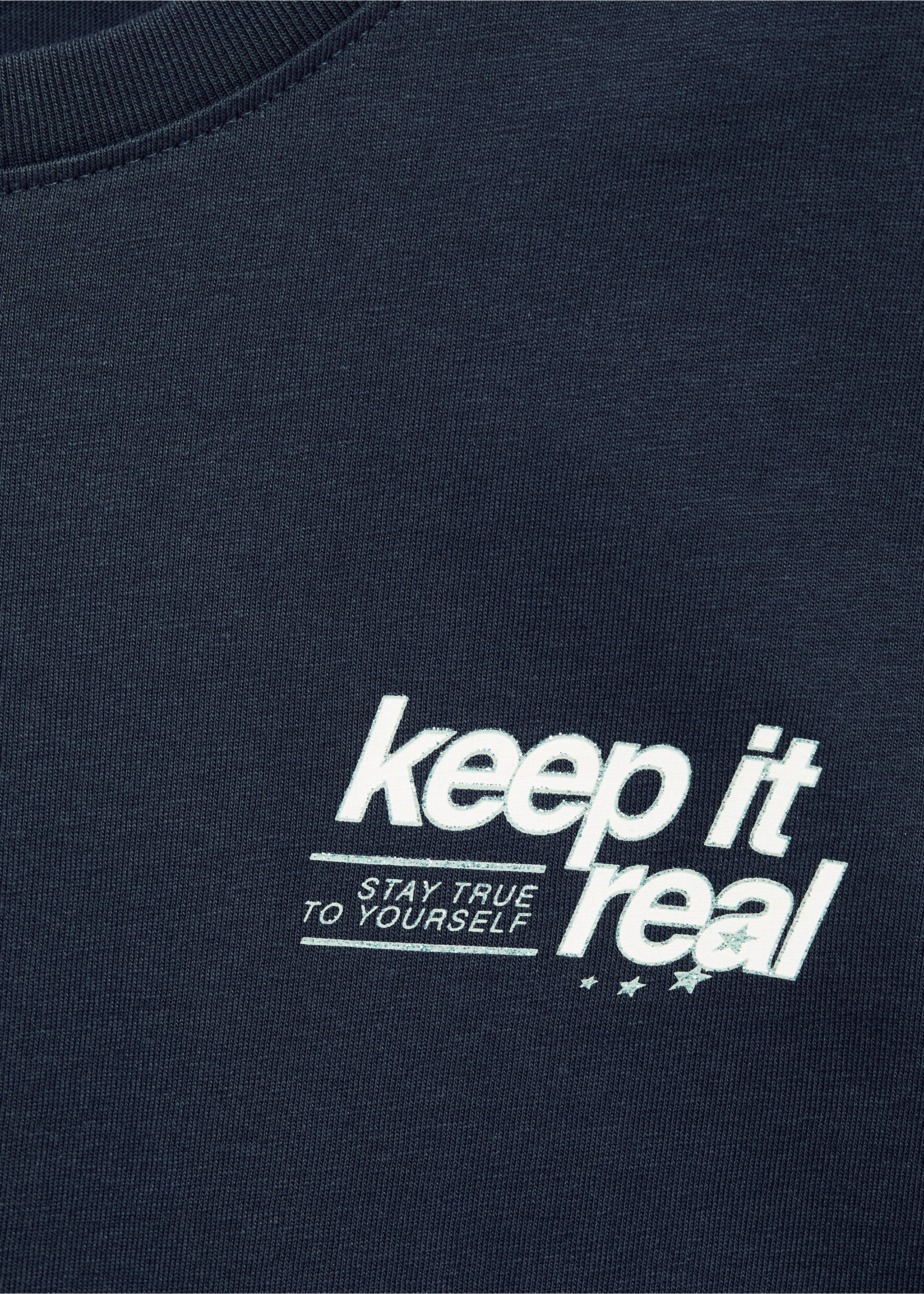 Printed cotton-blend t-shirt - Details of the article 8, Navy. Ref: 17014780-00.