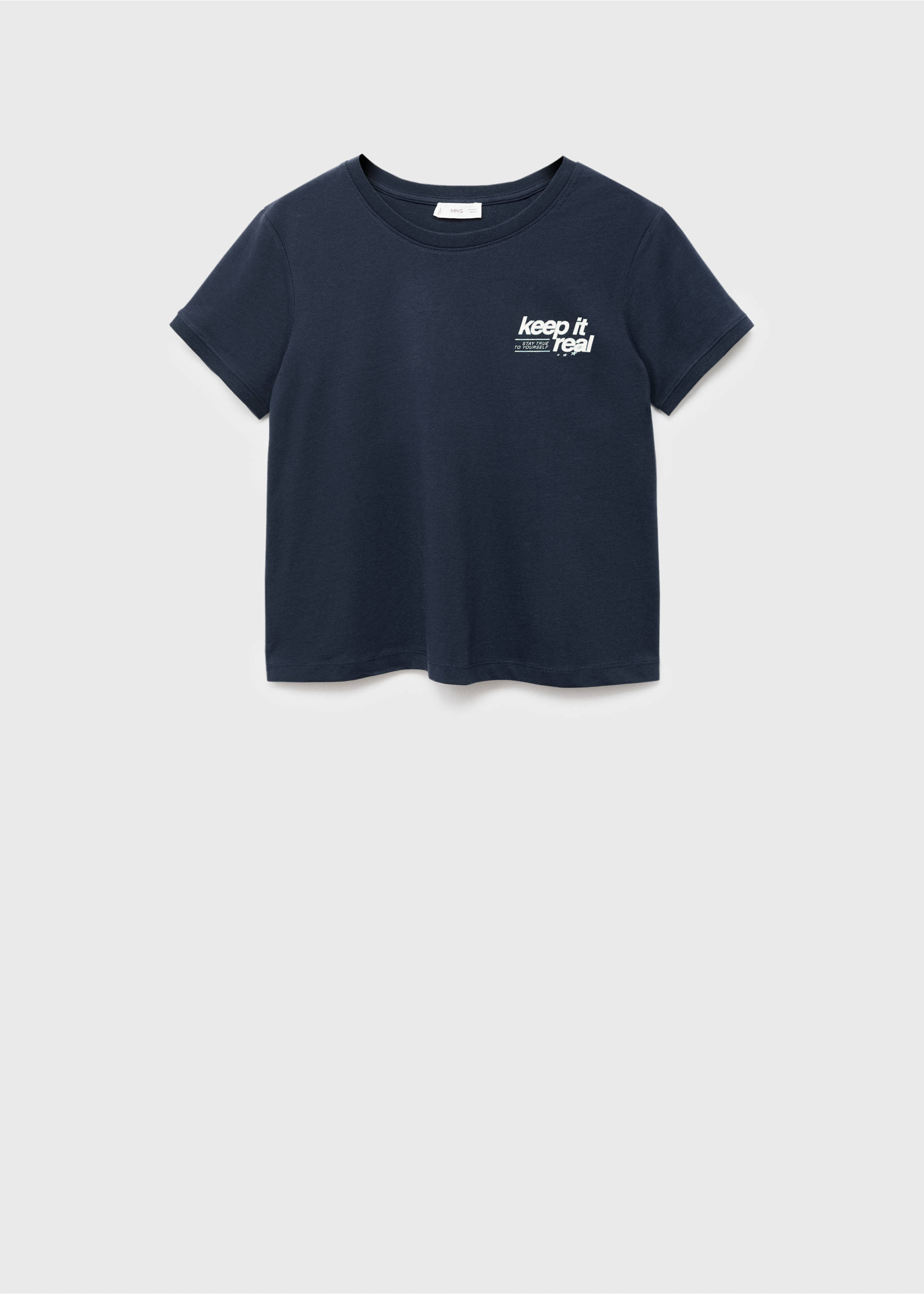 Printed cotton-blend t-shirt - Article without model, Navy. Ref: 17014780-00.
