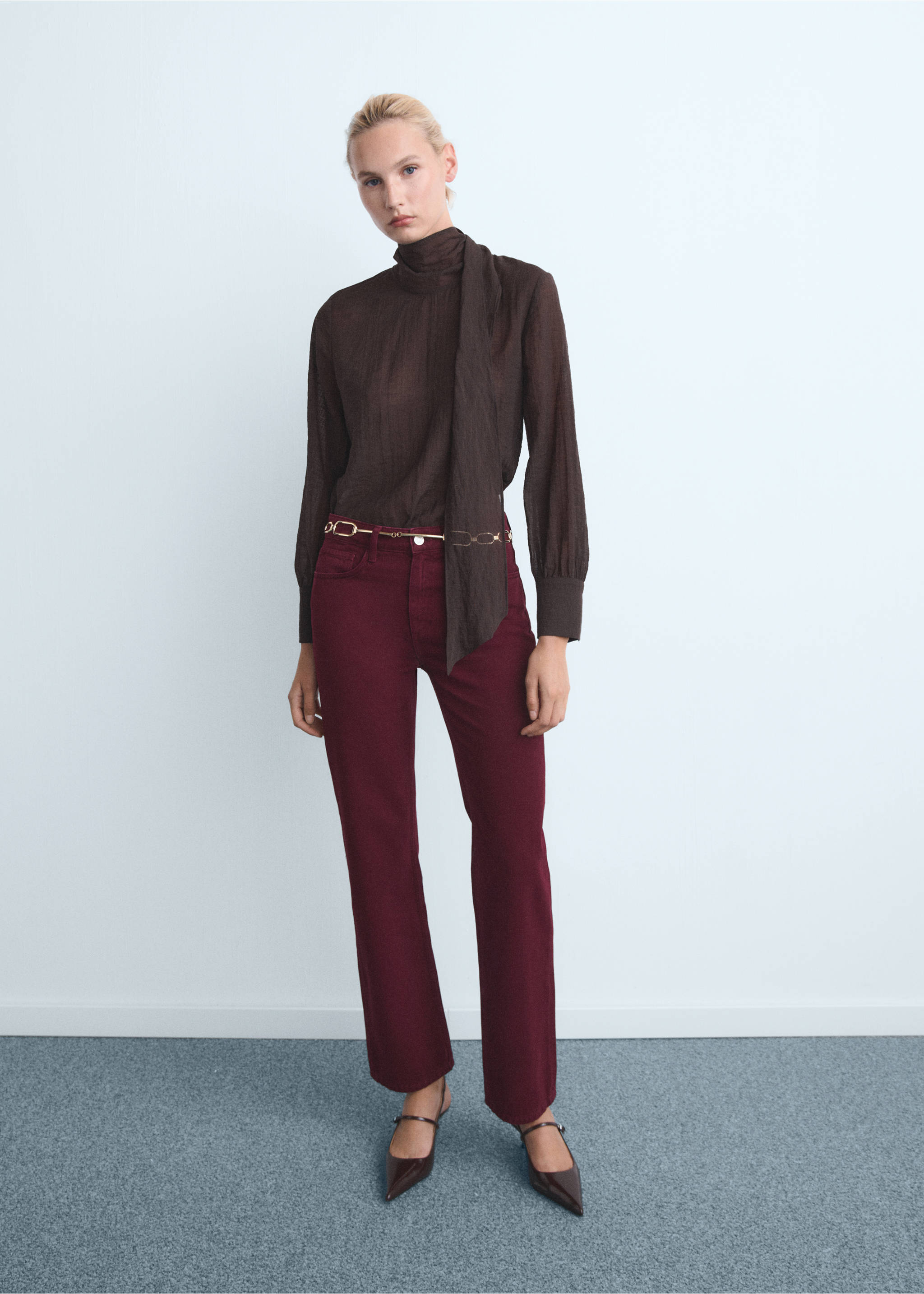 Matilda medium-rise straight-fit jeans - General plane, Wine. Ref: 17014793-00.