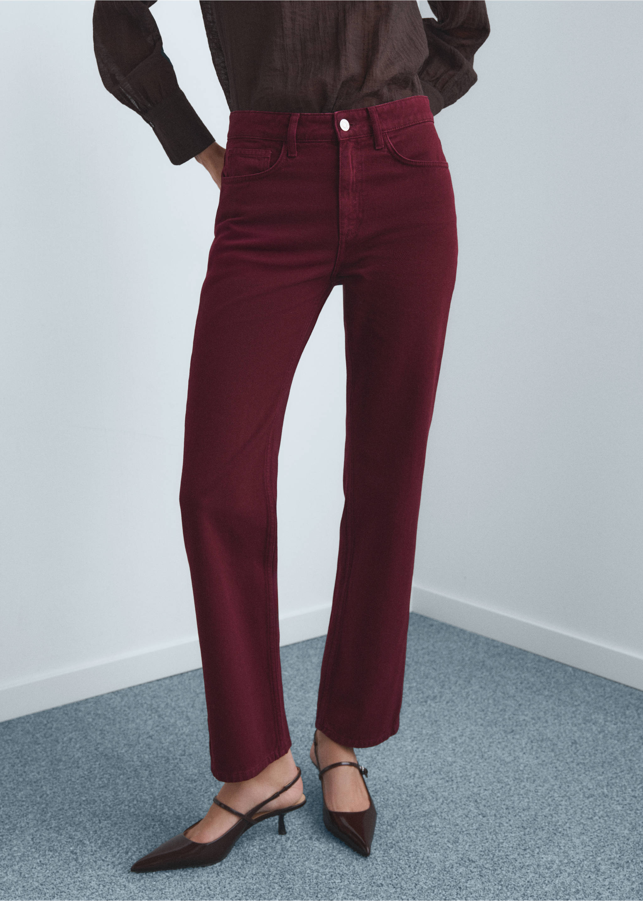 Matilda medium-rise straight-fit jeans - Medium plane, Wine. Ref: 17014793-00.