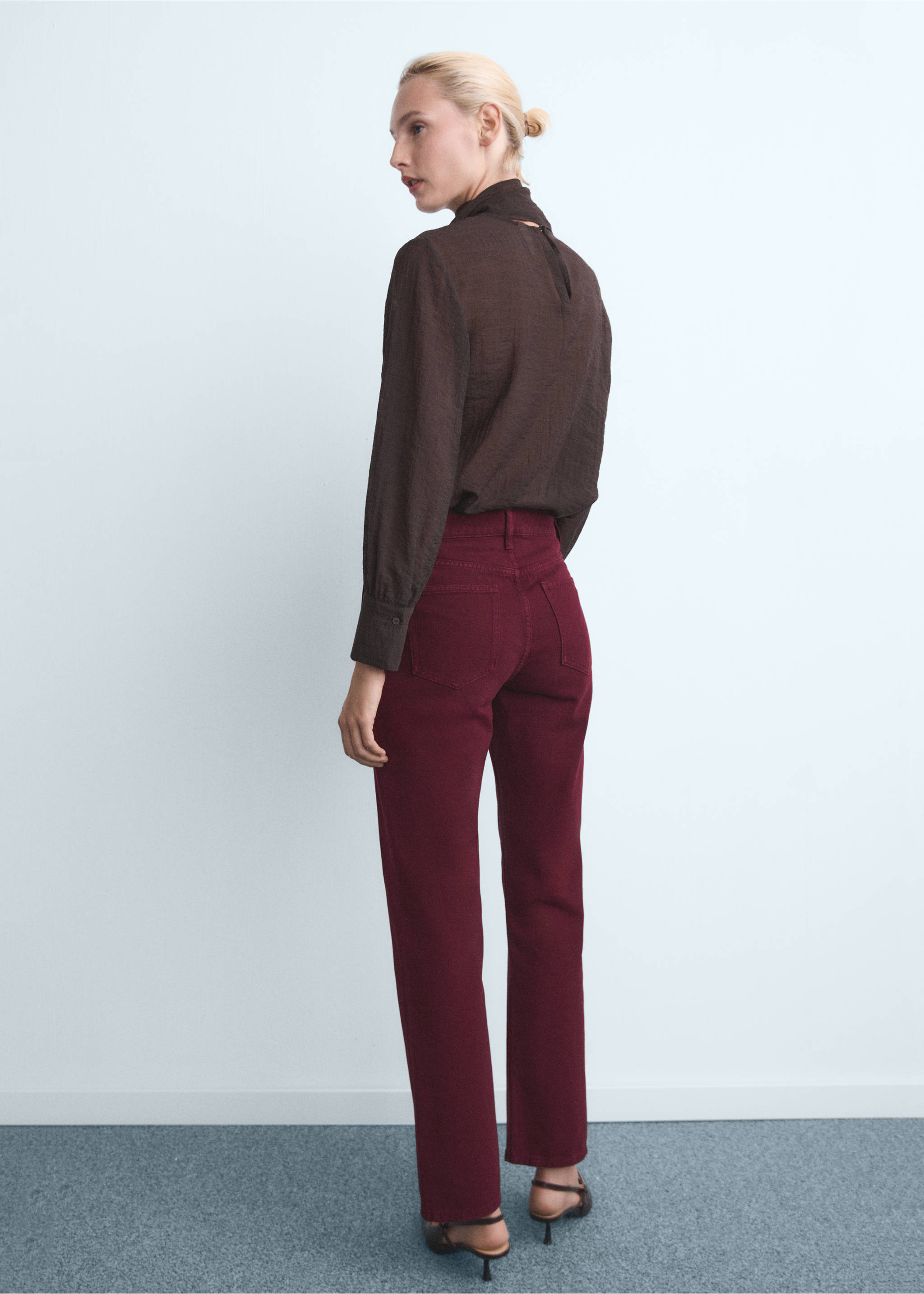 Matilda medium-rise straight-fit jeans - Reverse of the article, Wine. Ref: 17014793-00.
