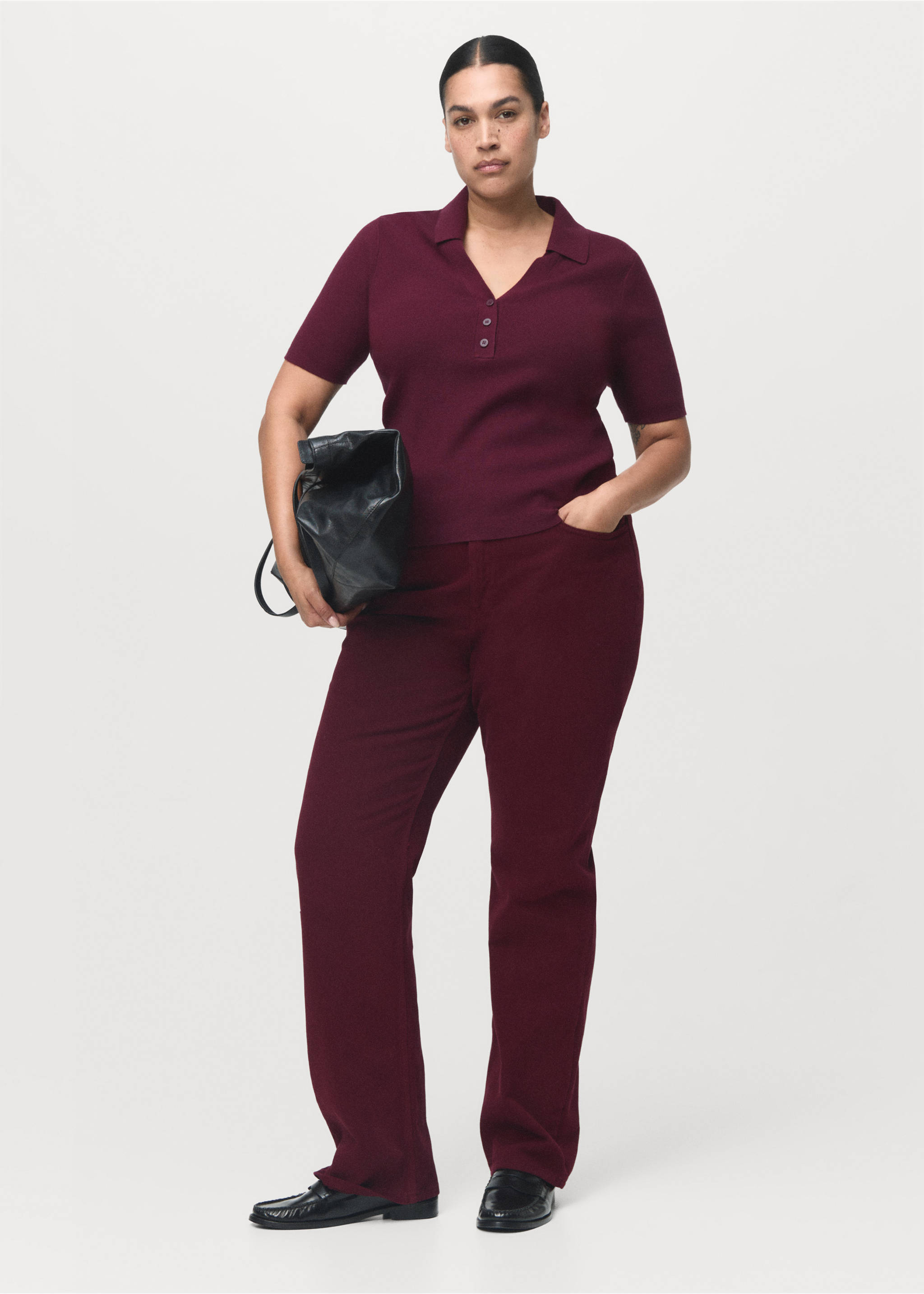 Matilda medium-rise straight-fit jeans - Details of the article 3, Wine. Ref: 17014793-00.