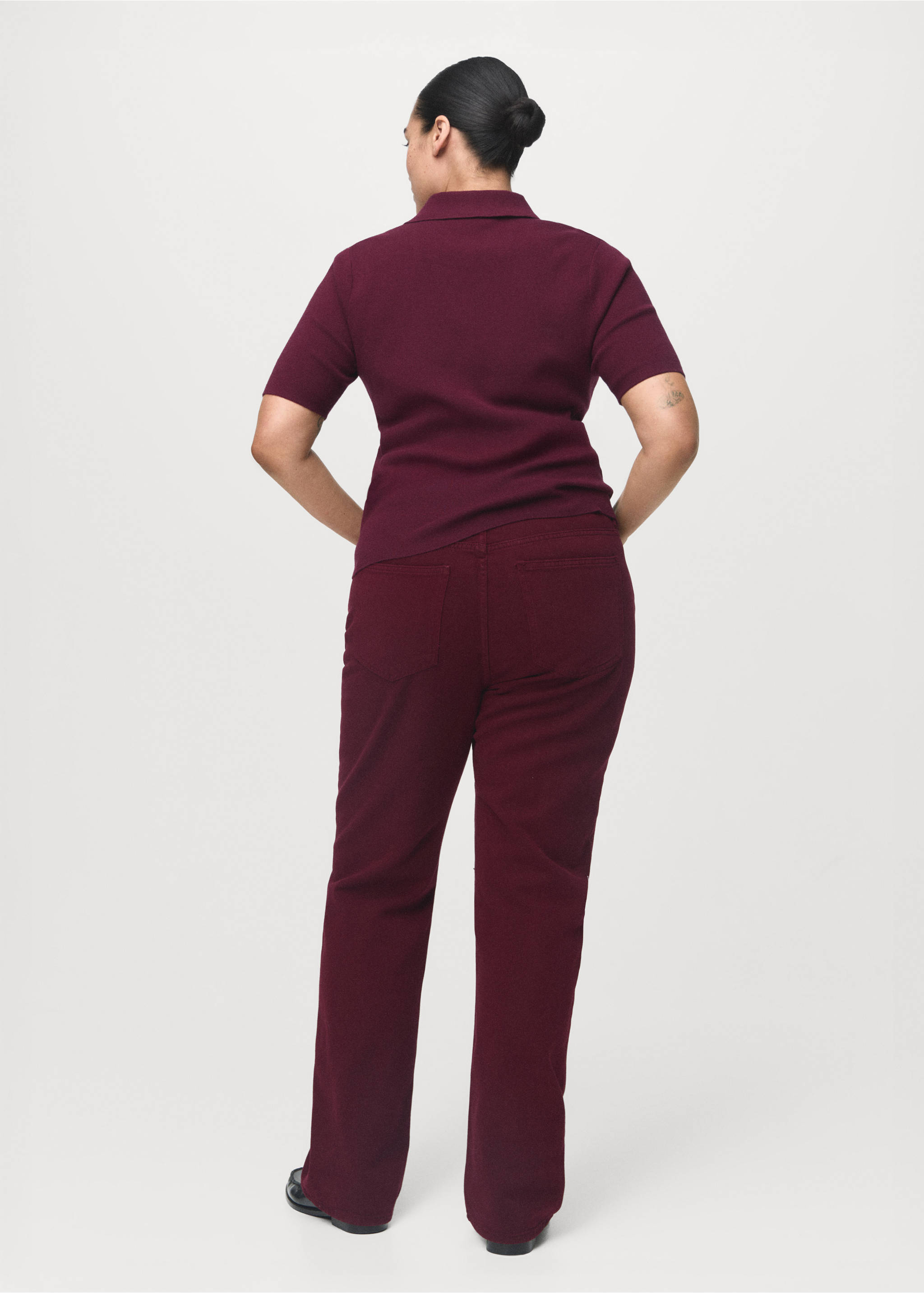 Matilda medium-rise straight-fit jeans - Details of the article 4, Wine. Ref: 17014793-00.
