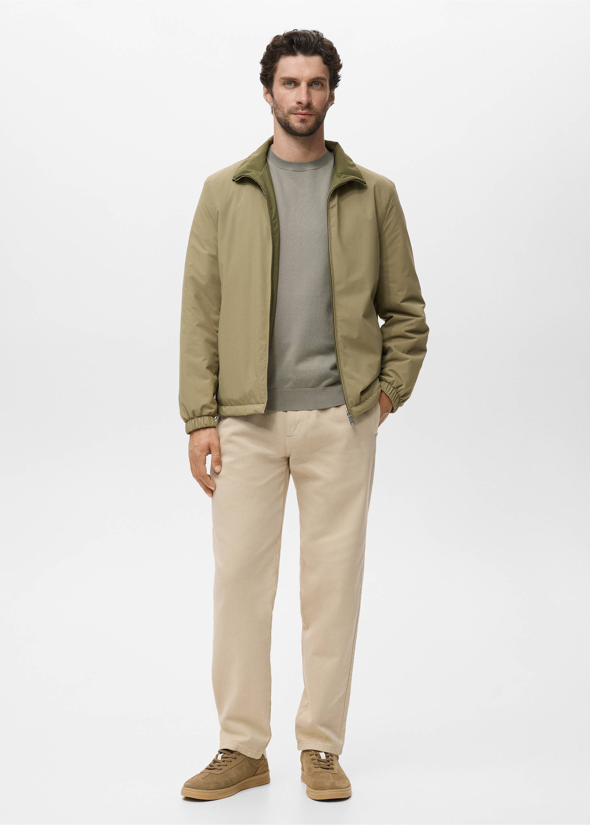 Reversible quilted water-repellent reversible jacket - General plane, Beige. Ref: 17015141-00.