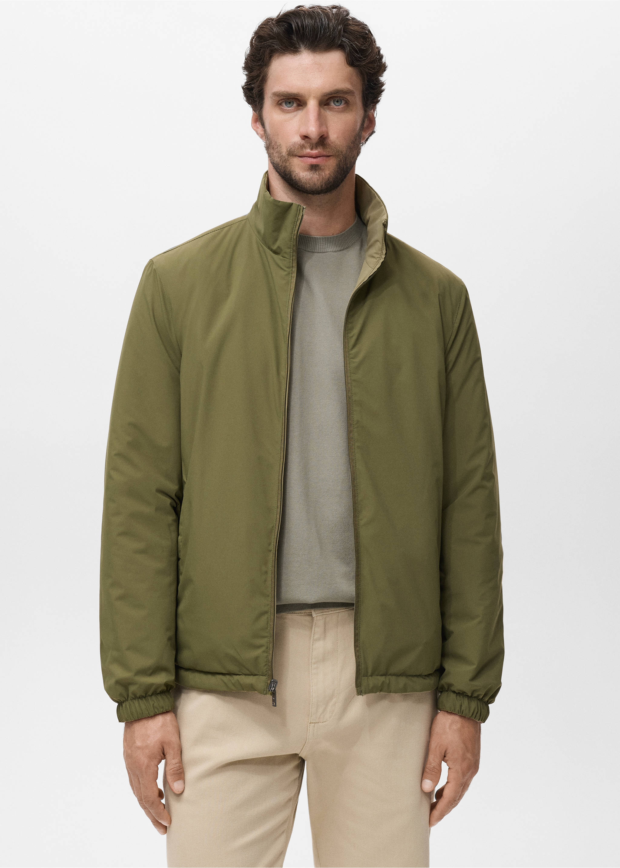 Reversible quilted water-repellent reversible jacket - Details of the article 3, Beige. Ref: 17015141-00.