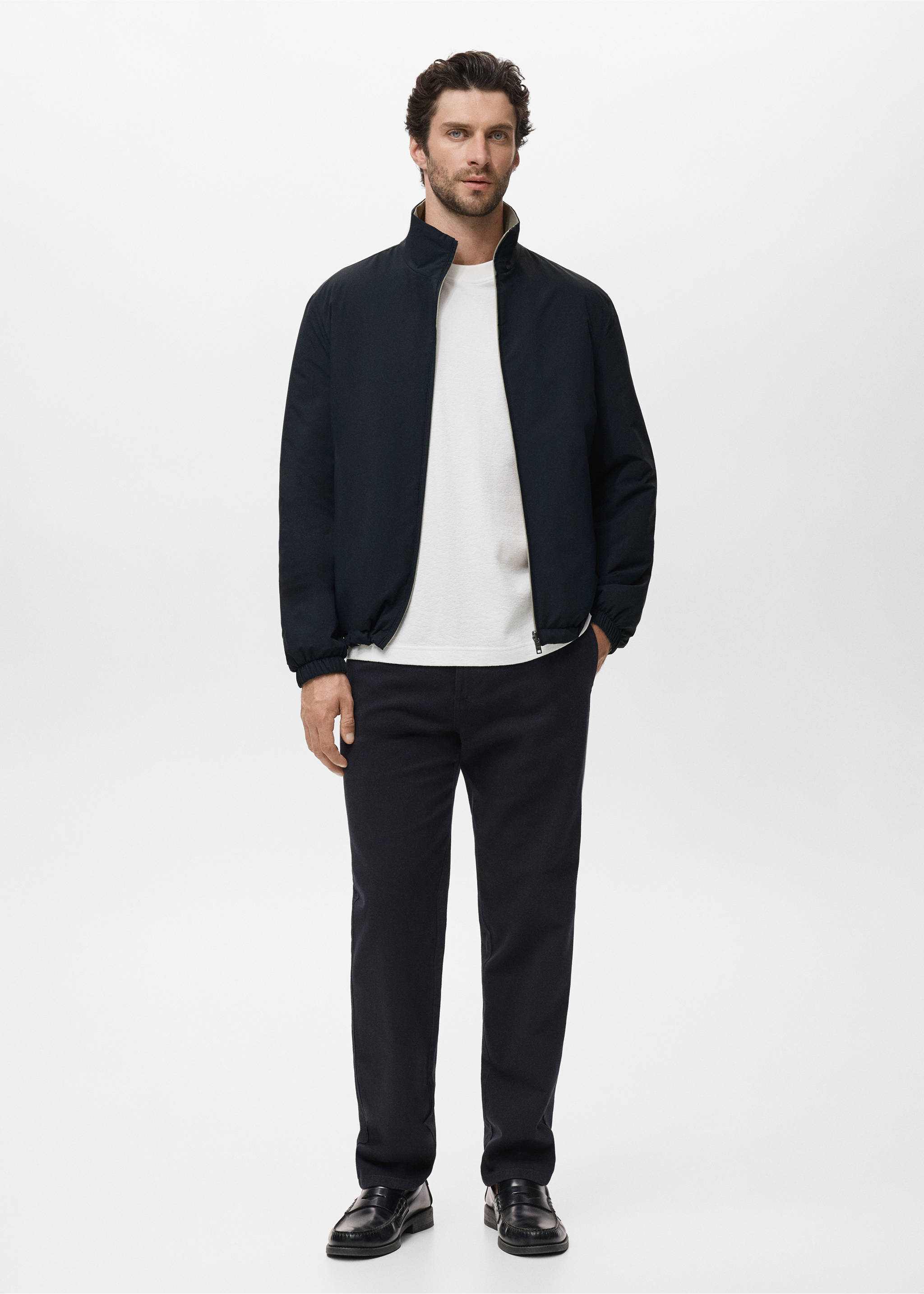Reversible quilted water-repellent reversible jacket - General plane, Navy. Ref: 17015141-00.