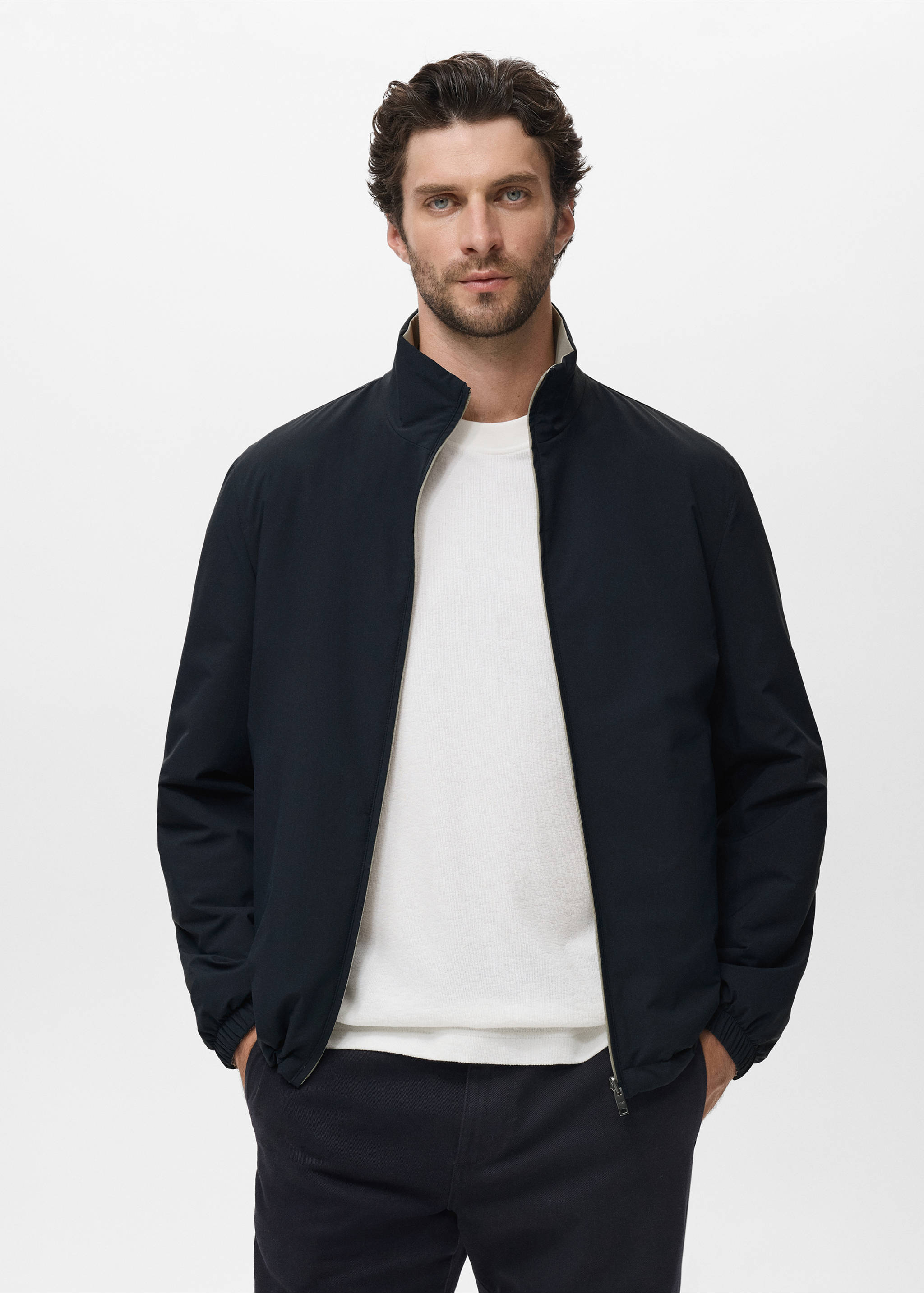 Reversible quilted water-repellent reversible jacket - Medium plane, Navy. Ref: 17015141-00.