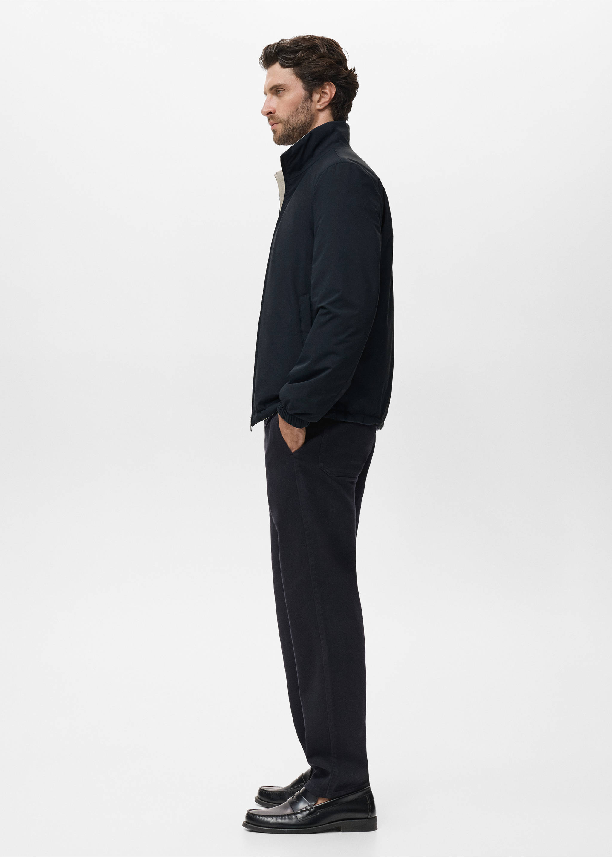 Reversible quilted water-repellent reversible jacket - Details of the article 2, Navy. Ref: 17015141-00.