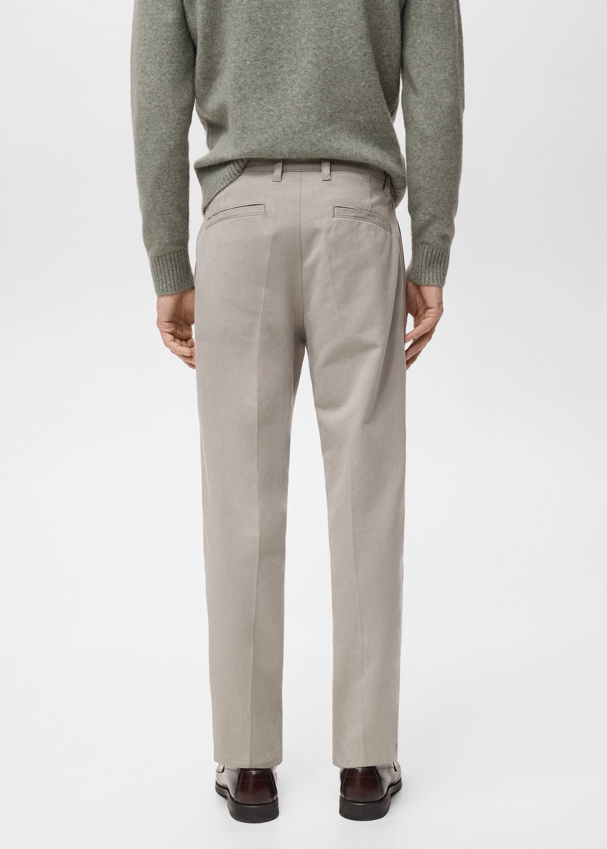 Cotton and lyocell straight-leg pleated trousers - Reverse of the article