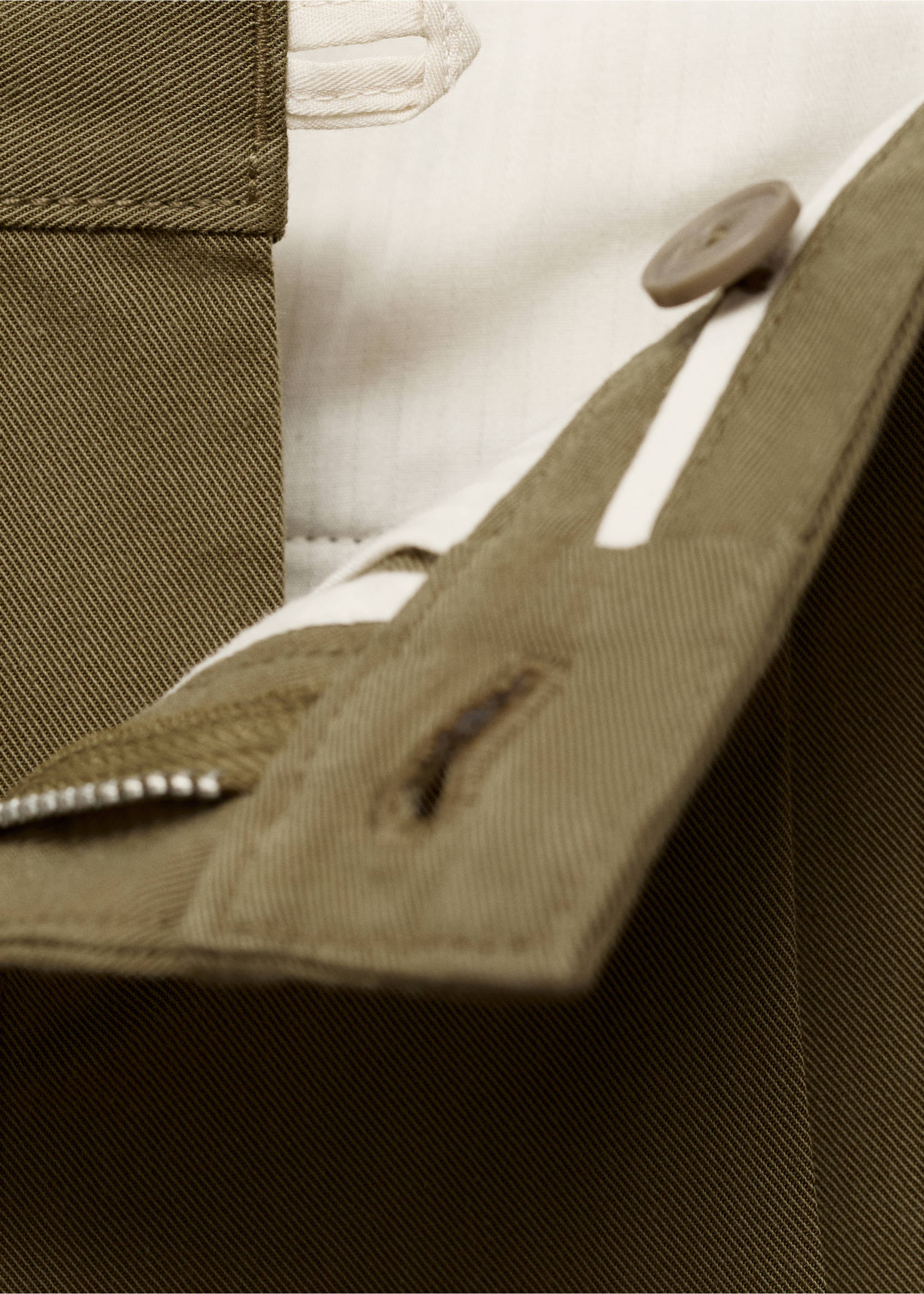 Cotton and lyocell straight-leg pleated trousers - Details of the article 0, Olive Green. Ref: 17015142-00.
