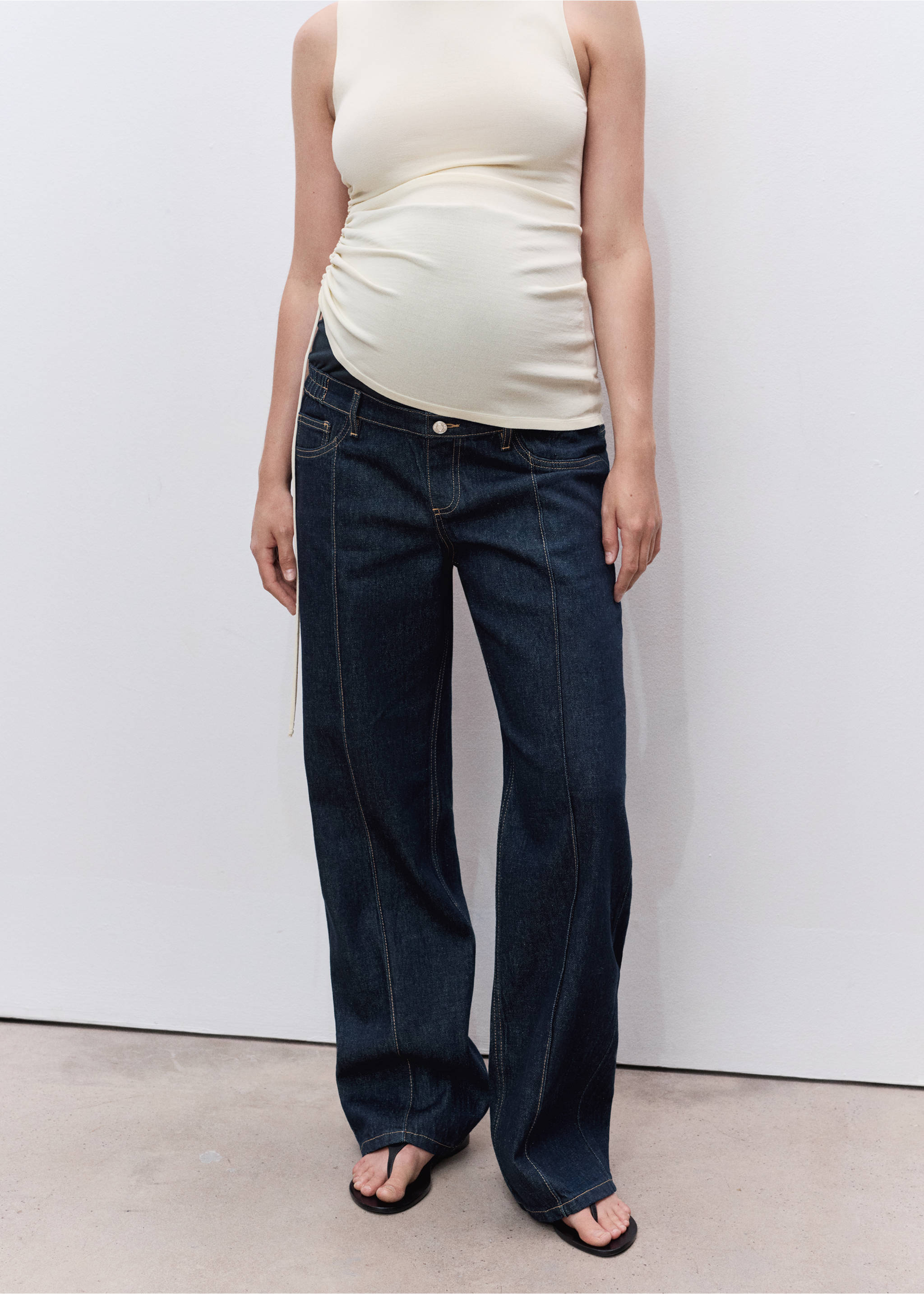 Umstandsjeans mit geraden Nähten - Mittlere Ansicht, Blau. Ref: 17015152-00.