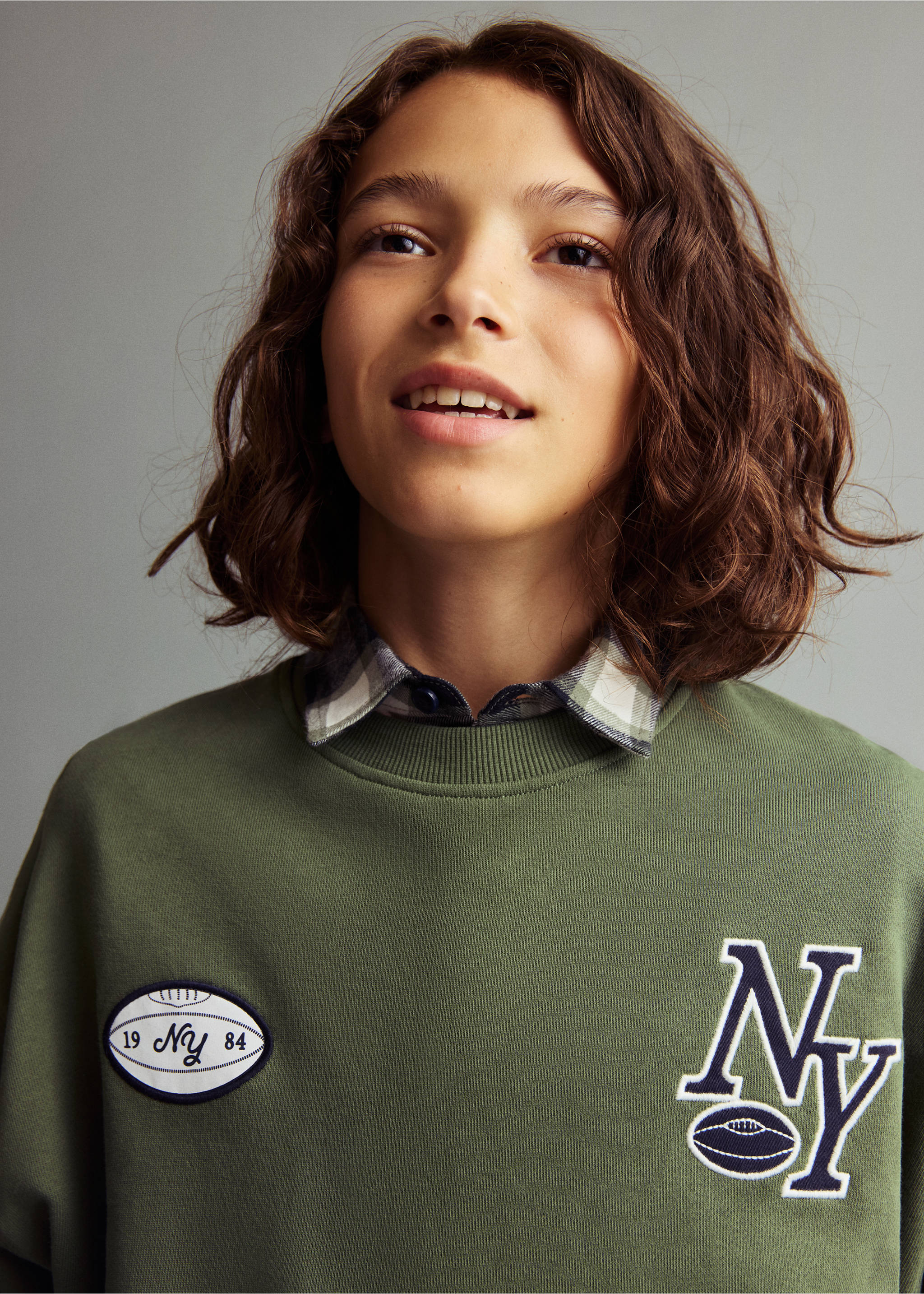 Printed embroidered sweatshirt - Medium plane, Green. Ref: 17015156-00.