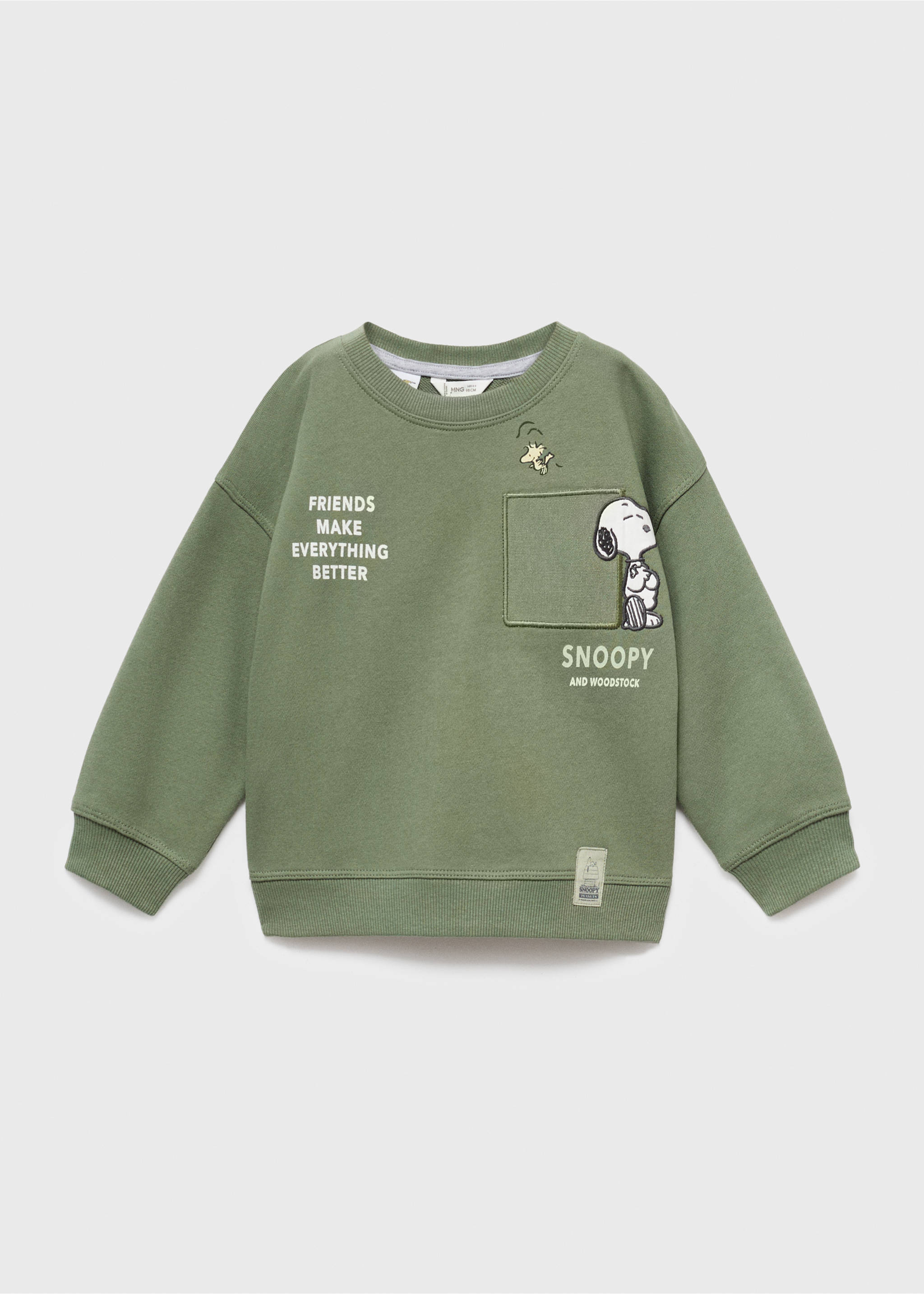 Embroidered Snoopy sweatshirt - Article without model, Green. Ref: 17015158-00.