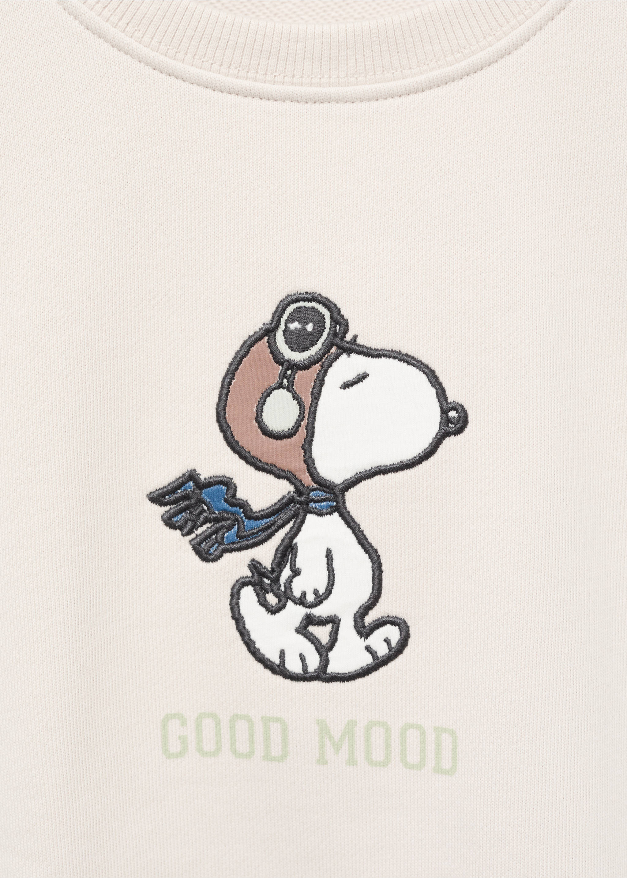Embroidered Snoopy sweatshirt - Details of the article 8, Ice Grey. Ref: 17015159-00.