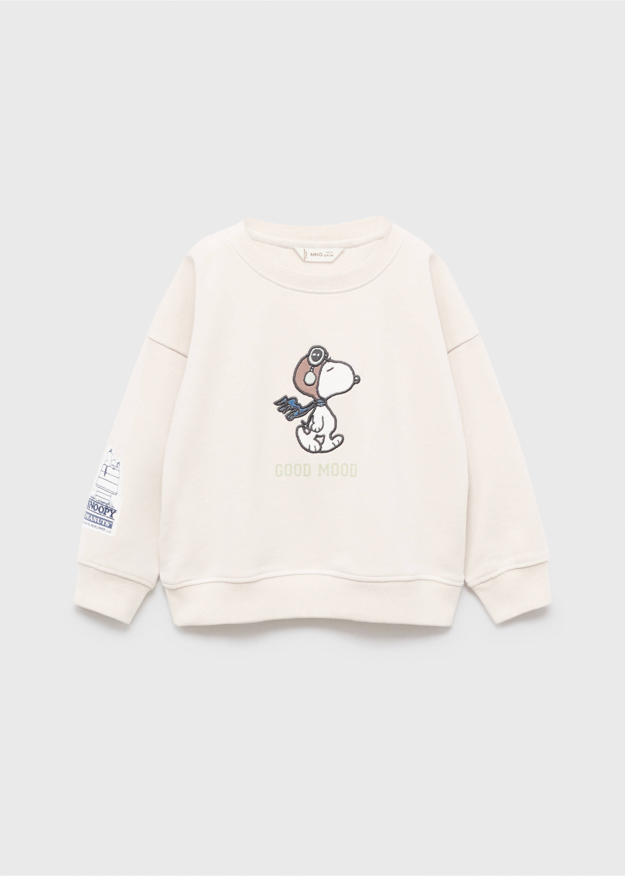 Embroidered Snoopy sweatshirt - Article without model, Ice Grey. Ref: 17015159-00.