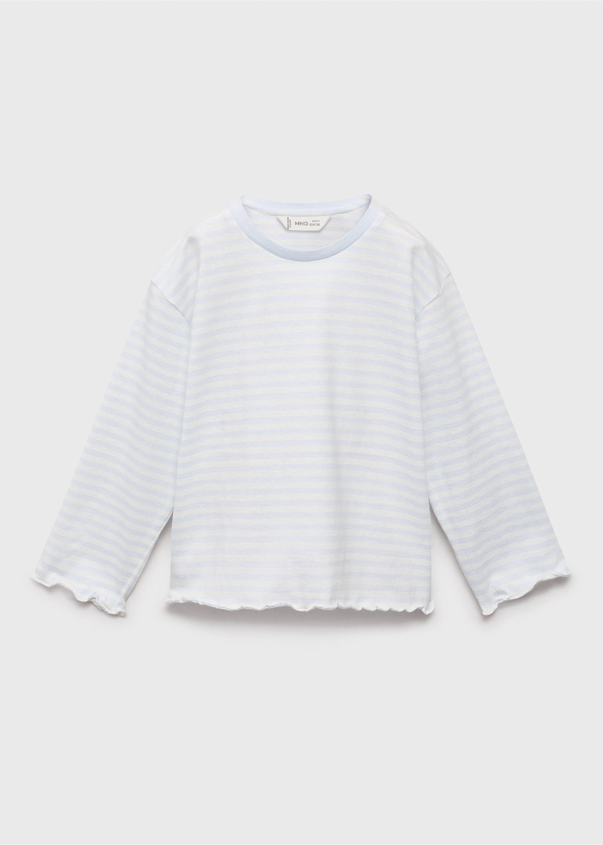 Striped cotton T-shirt - Article without model, Sky Blue. Ref: 17015160-00.