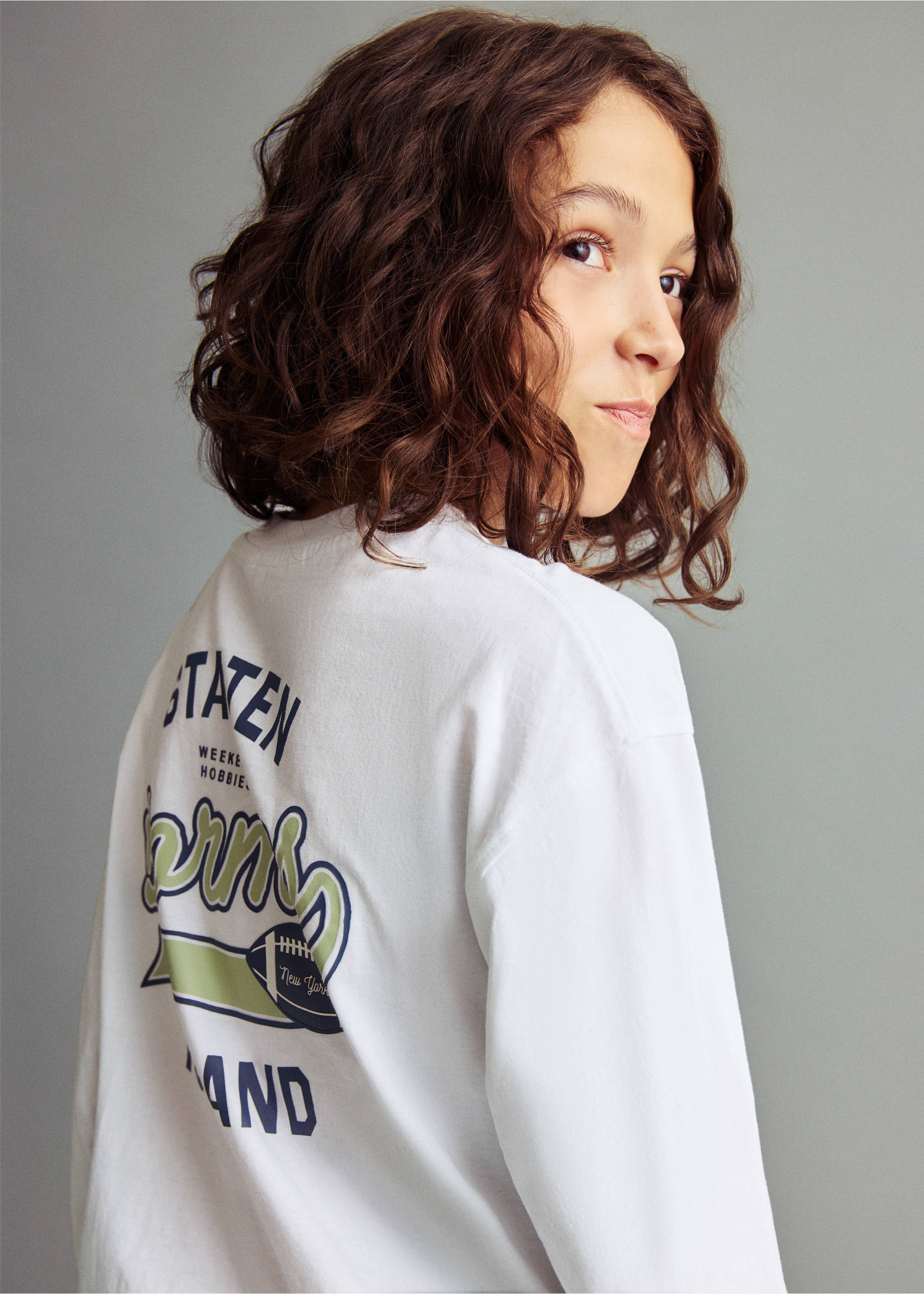 Printed long sleeve t-shirt - Details of the article 1, White. Ref: 17015161-00.