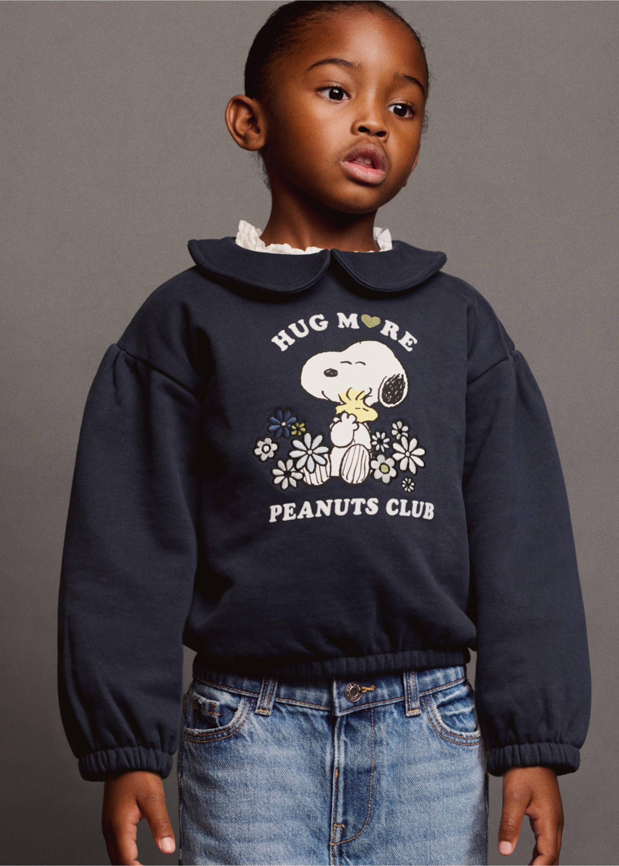 Snoopy-print sweatshirt - Details of the article 5, Navy. Ref: 17015163-00.