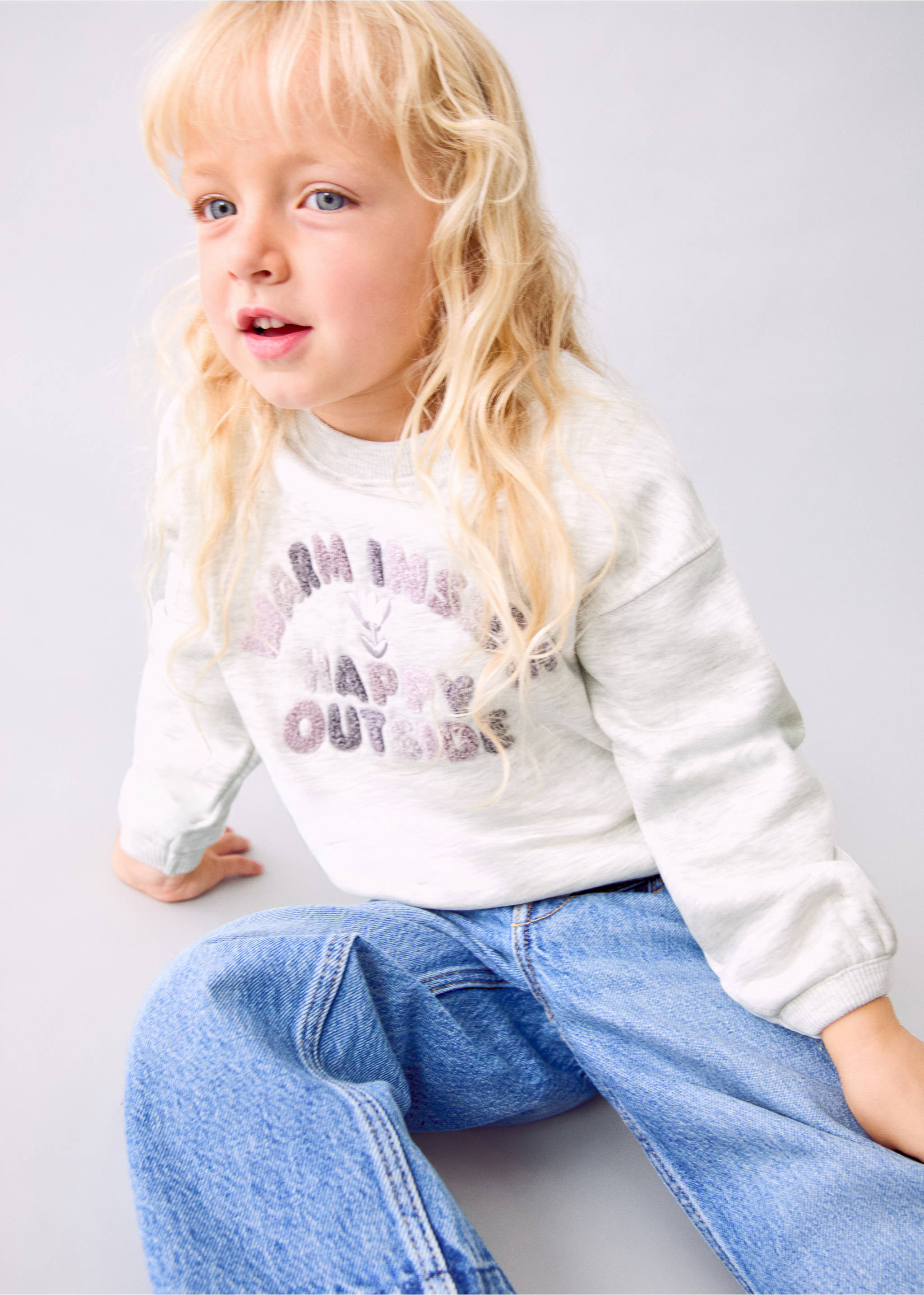 Floral embroidered sweatshirt - Medium plane, Light Heather Grey. Ref: 17015164-00.