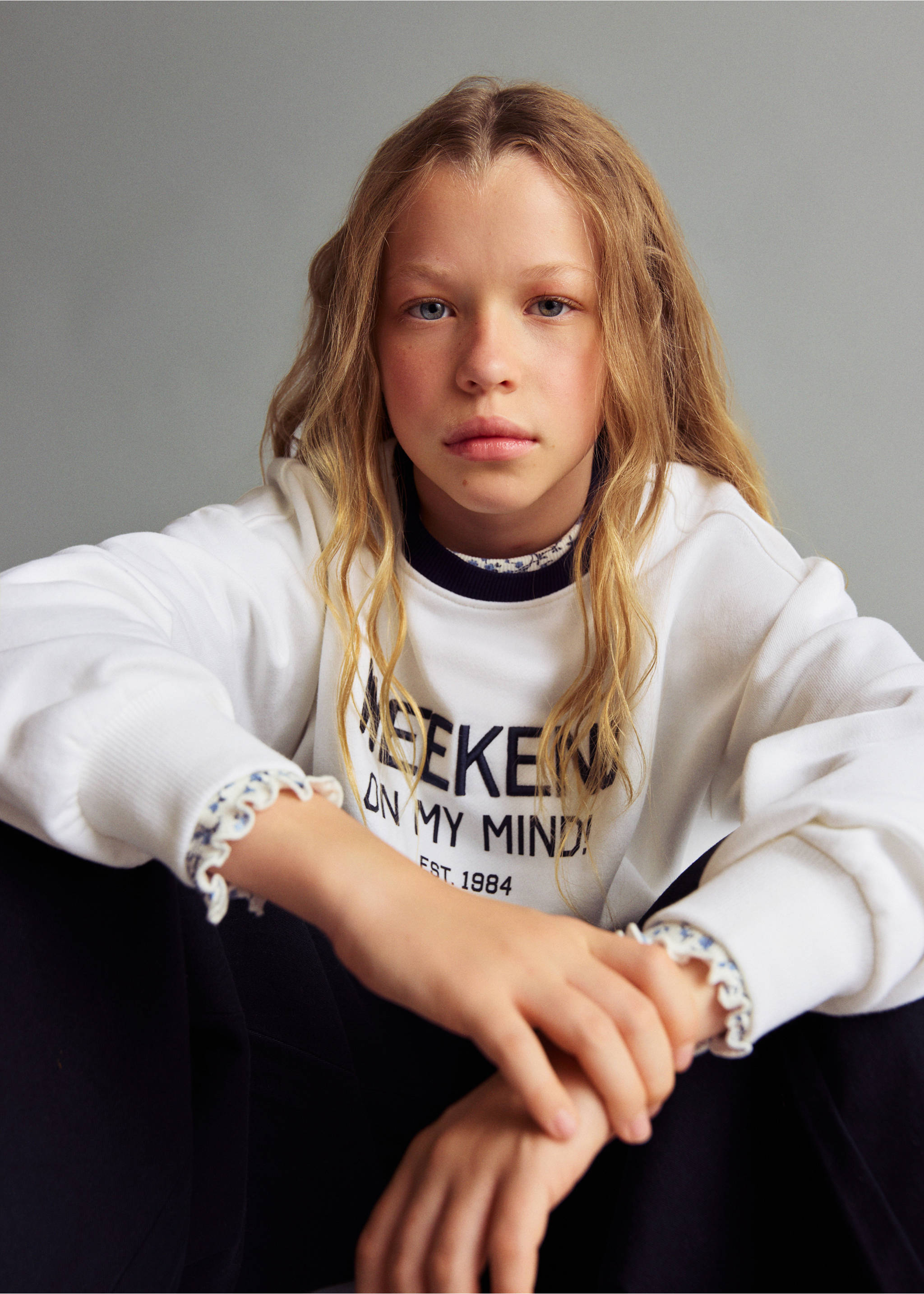 Embroidered detail cotton sweatshirt - Medium plane, Off White. Ref: 17015166-00.