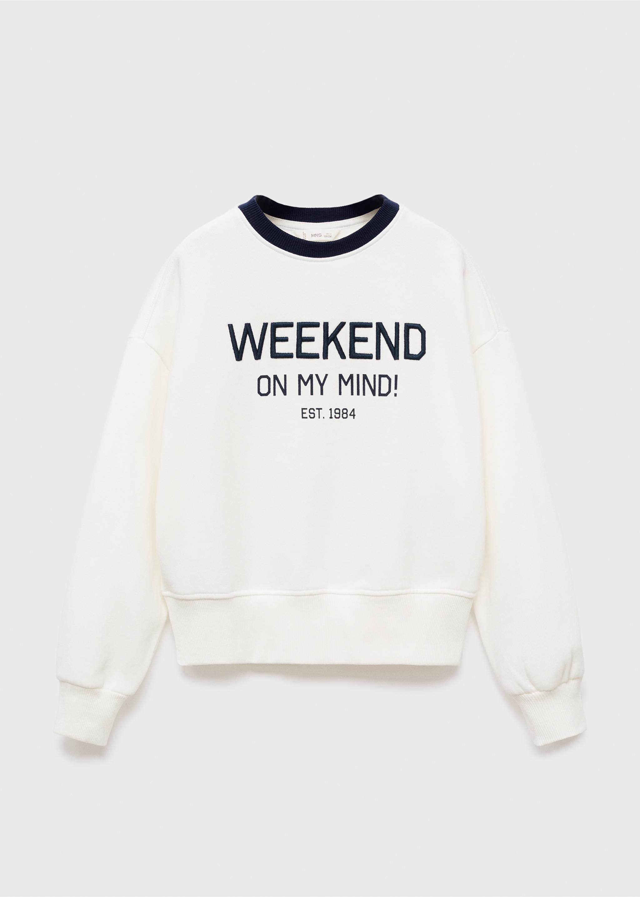 Embroidered detail cotton sweatshirt - Article without model, Off White. Ref: 17015166-00.