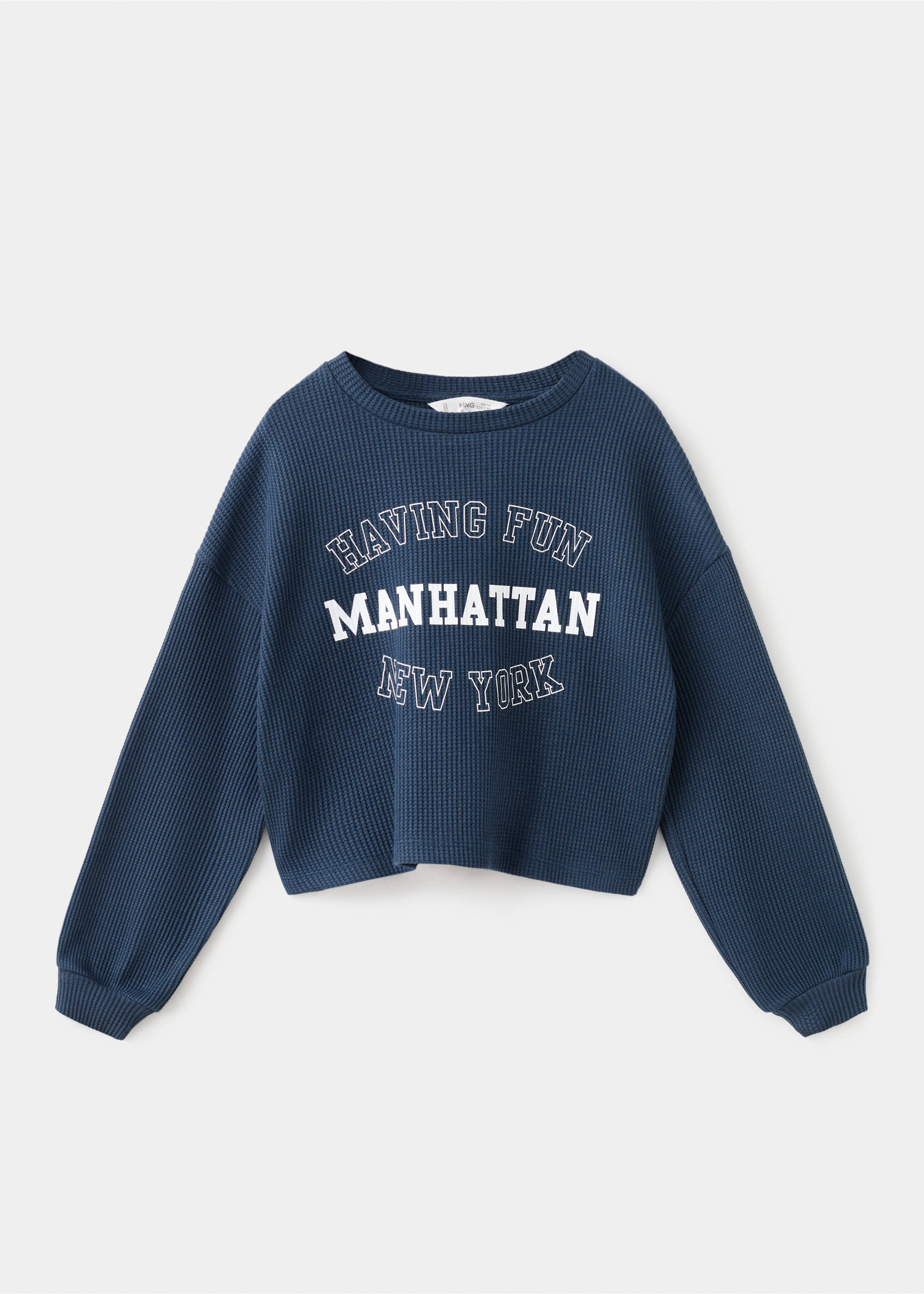 Dessuadora estampat cotó - Article sense model, Blau marí. Ref: 17015169-00.