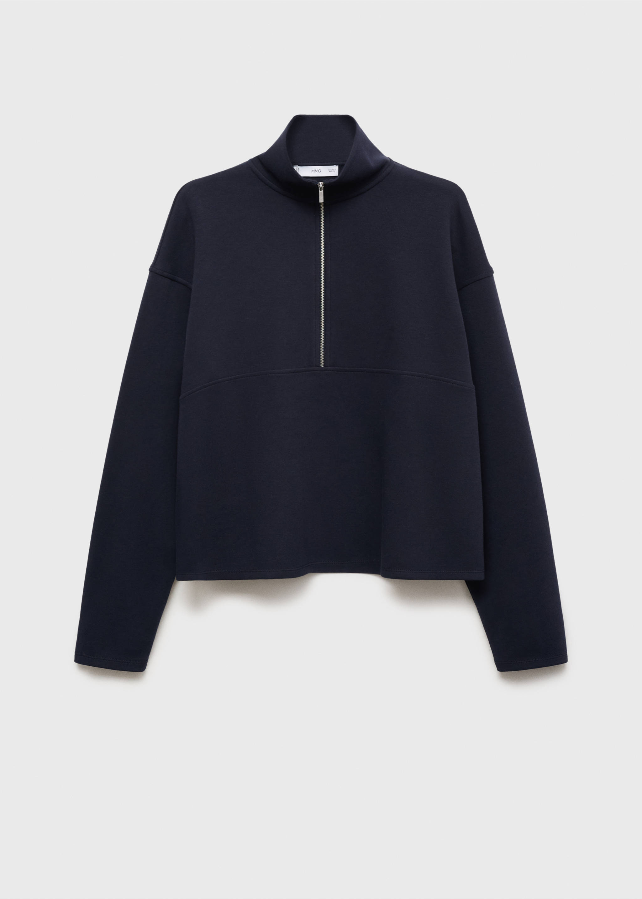 Sweat-shirt col montant zippé - Article sans modèle, Bleu marine. Ref: 17015171-00.
