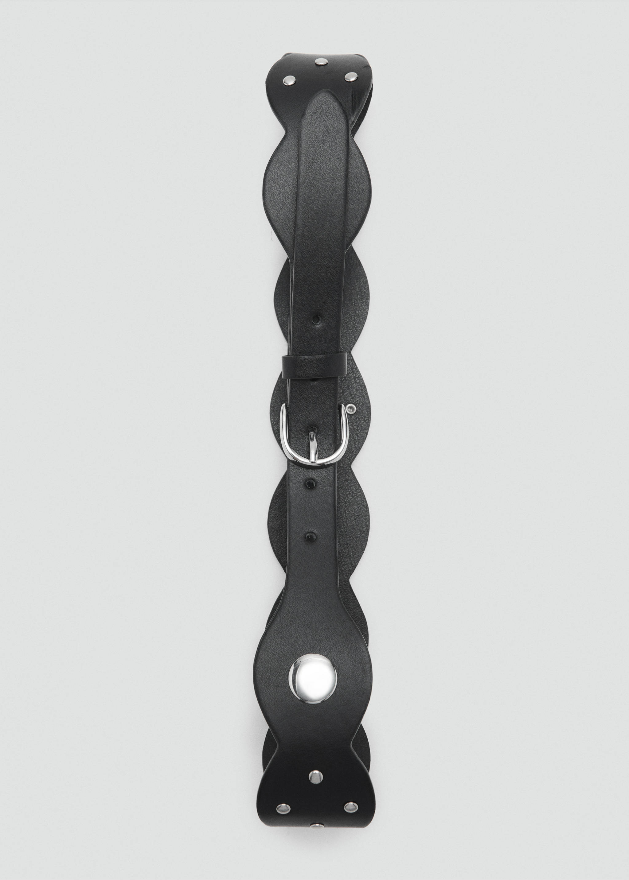 Wide studded belt - Details of the article 2, Black. Ref: 17015178-00.