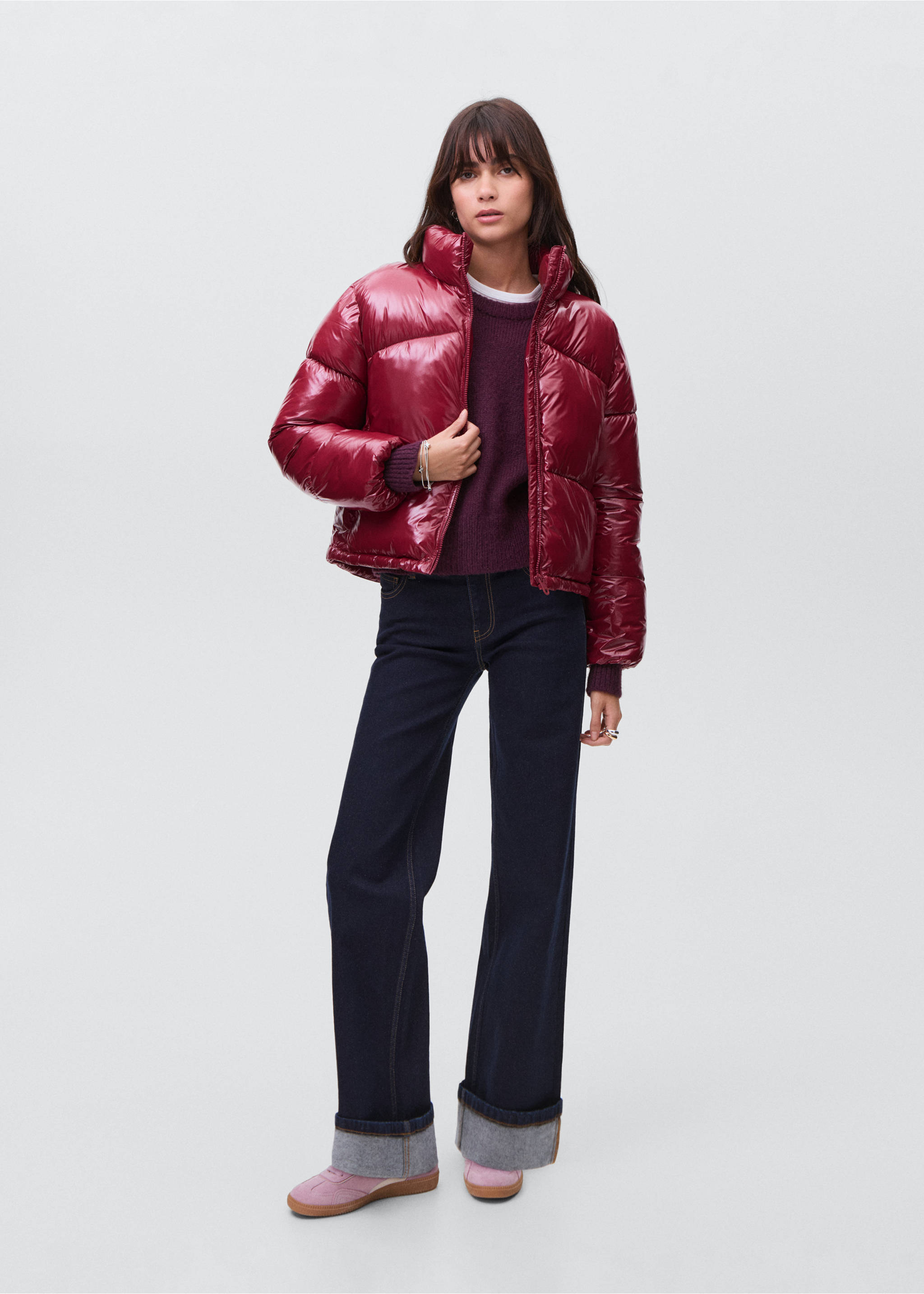 Shiny quilted anorak - General plane, Burgundy. Ref: 17015790-00.