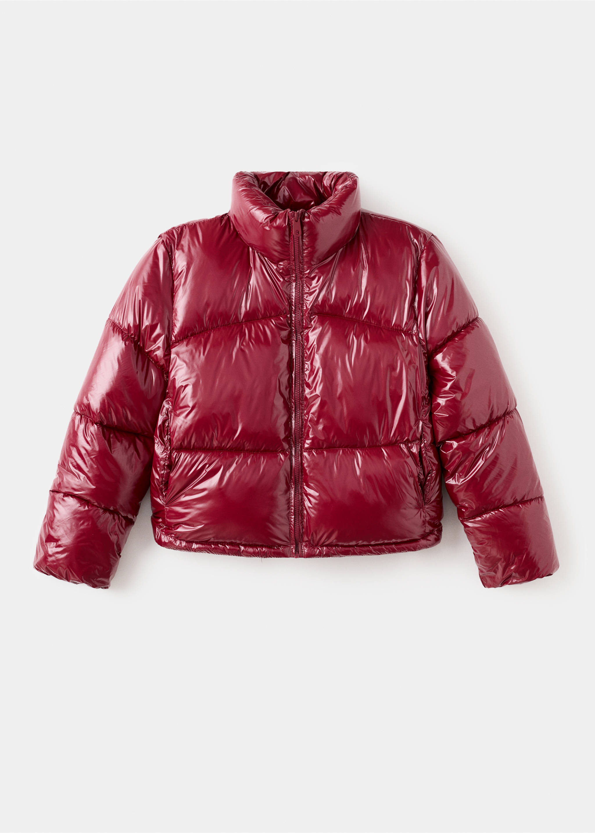 Shiny quilted anorak - Article without model, Burgundy. Ref: 17015790-00.