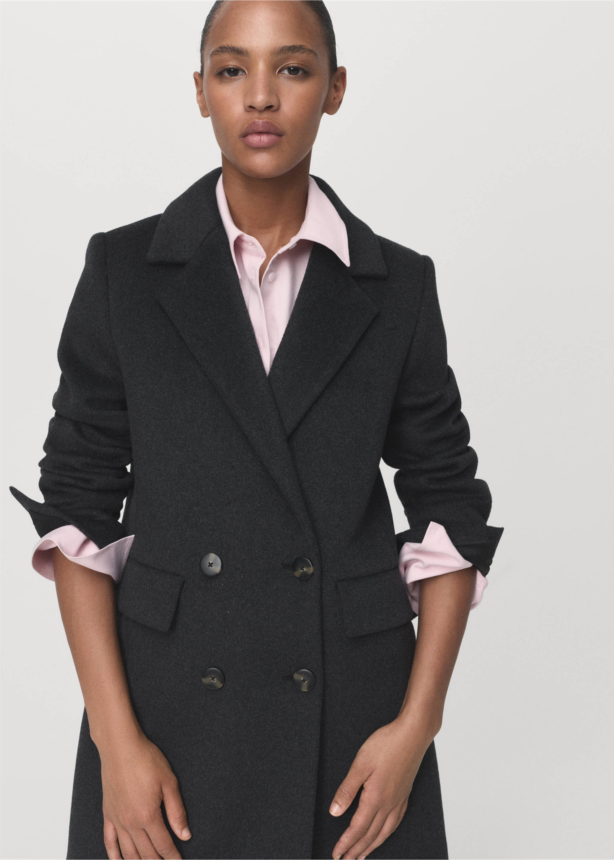 Double-breasted wool coat - Medium plane, Grey. Ref: 17015800-00.
